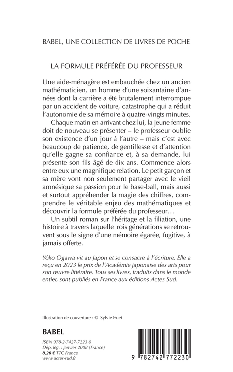 La Formule préférée du professeur - Yôko Ogawa - ACTES SUD