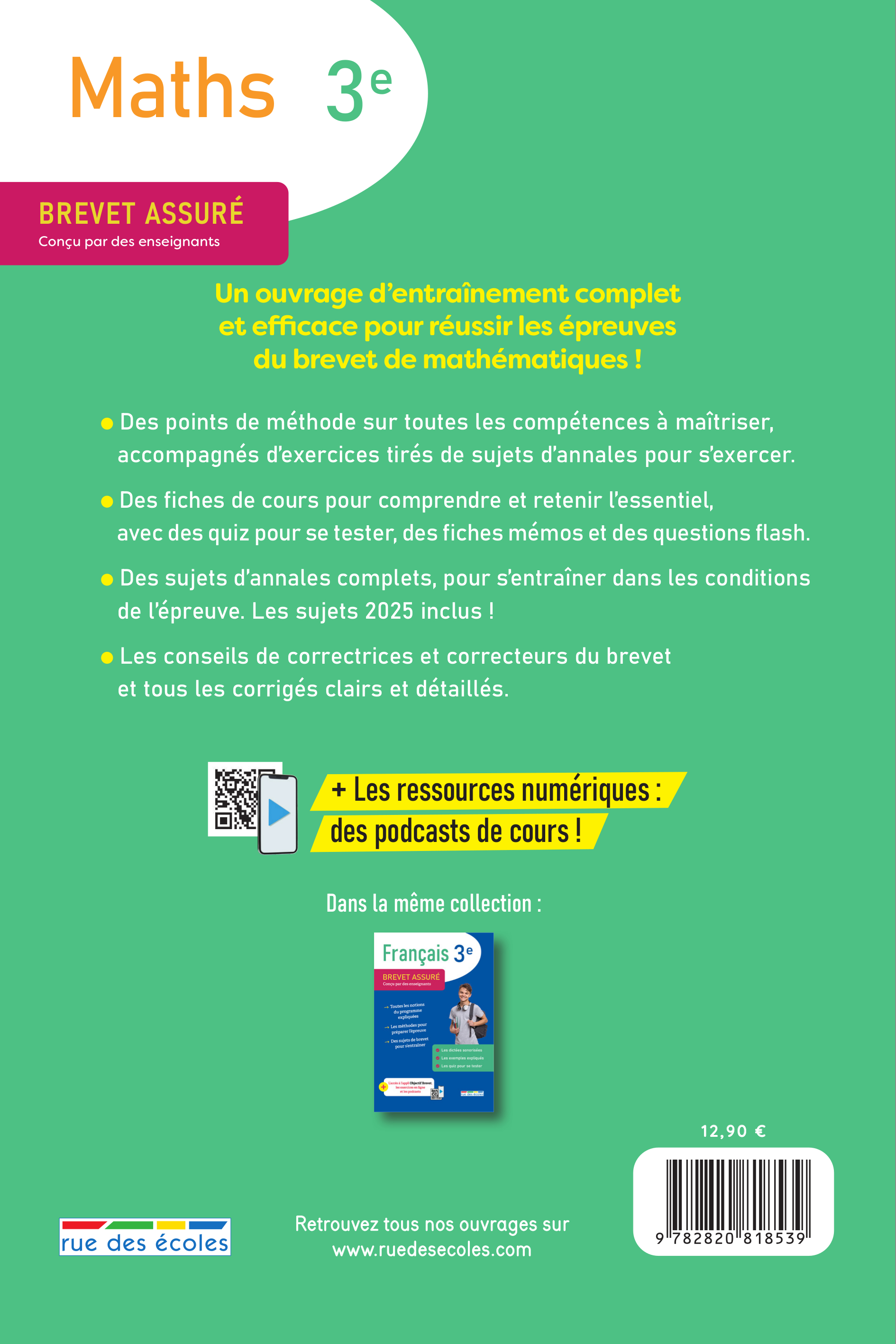 Brevet assuré - Maths 3e -  Collectif - RUE DES ECOLES