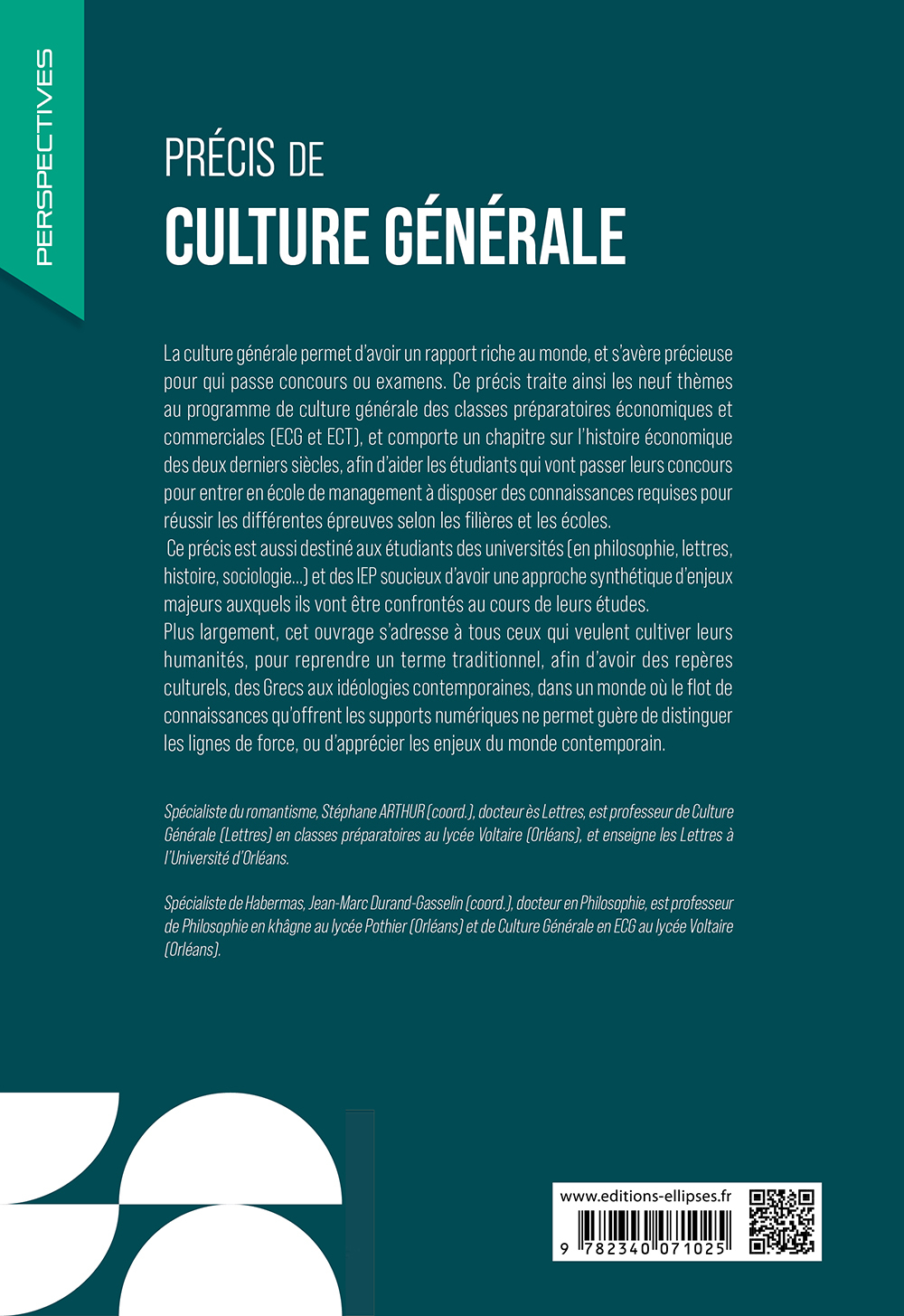 Précis de culture générale - Stéphane Arthur, Jean-Marc Durand-Gasselin, Olivier Gouchet, Gérard Péhaut, Ugo Batini, Guillaume Tonning - ELLIPSES