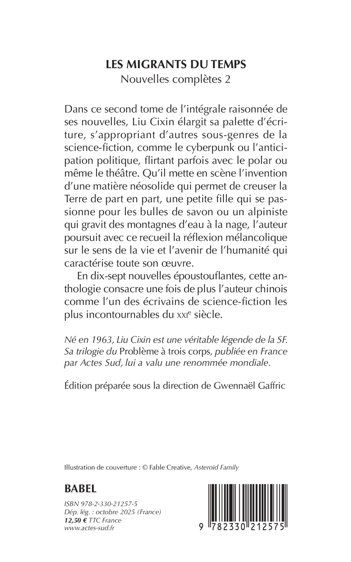 LES MIGRANTS DU TEMPS -  LIU CIXIN/GAFFRIC GWENNAEL, Cixin Liu - ACTES SUD