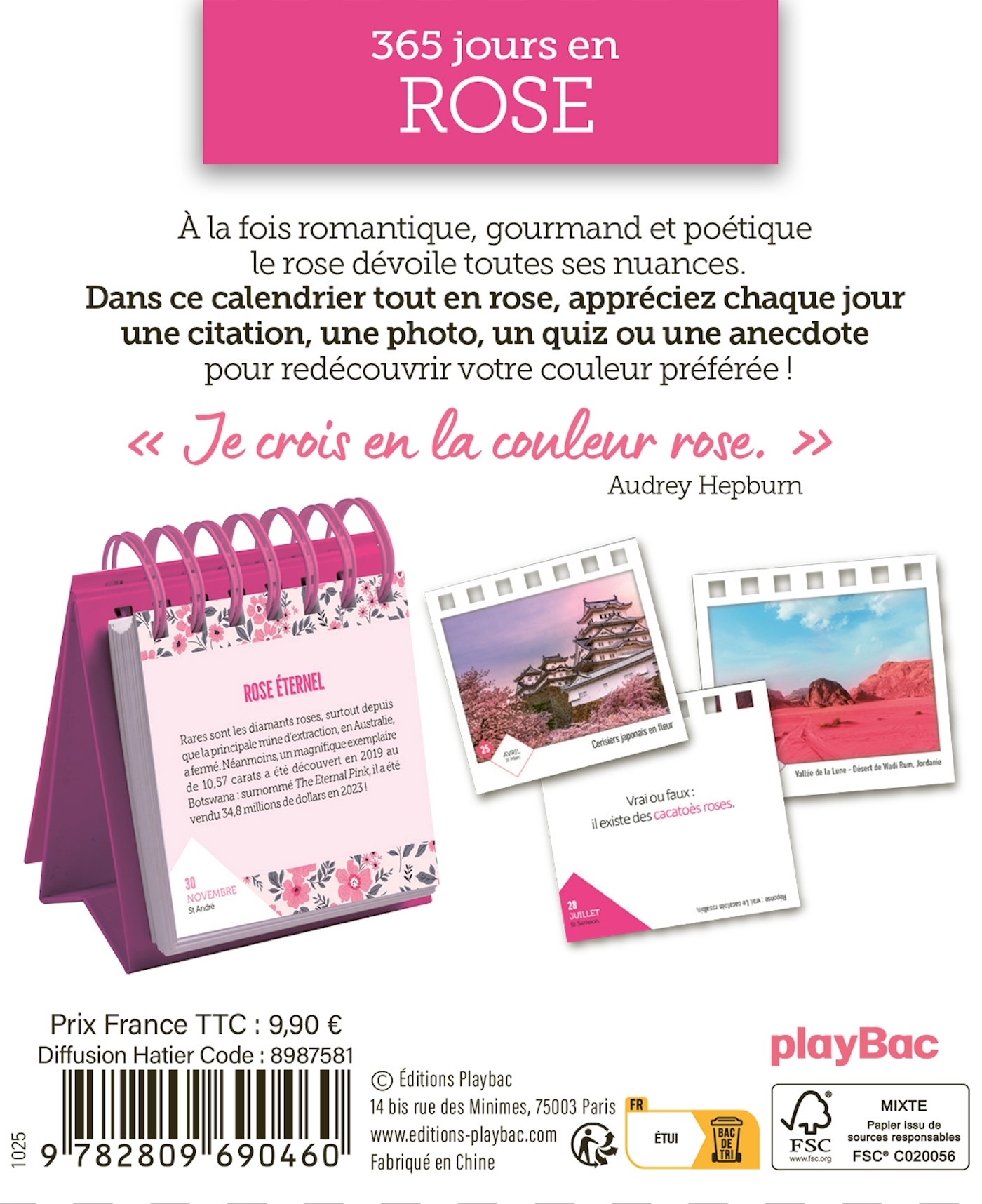 Calendrier 365 jours en rose -   - PLAY BAC