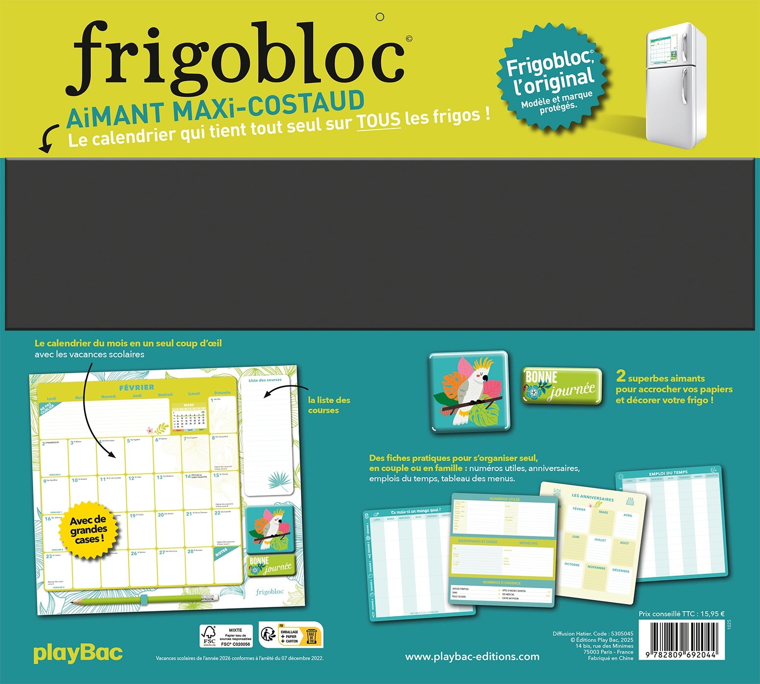 Frigobloc Mensuel 2026 Déco Végétal (de janv. à déc. 2026) -   - PLAY BAC