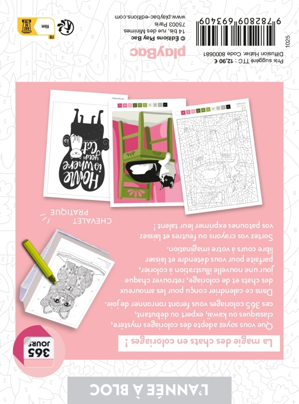 Calendrier Coloriages Chats en 365 jours - L'Année à Bloc -   - PLAY BAC