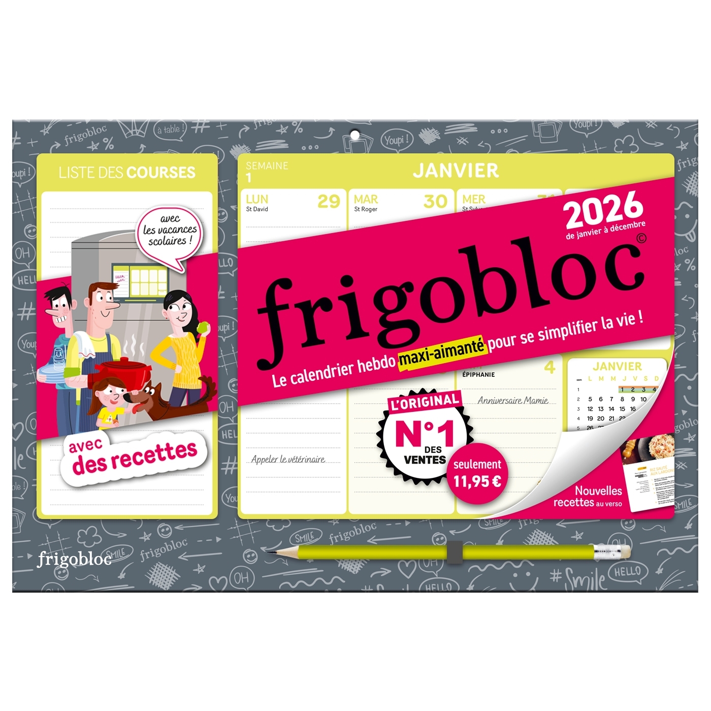 Frigobloc Hebdomadaire Compact 2026  - Calendrier Compact / sem (de janv. à déc. 2026) -   - PLAY BAC