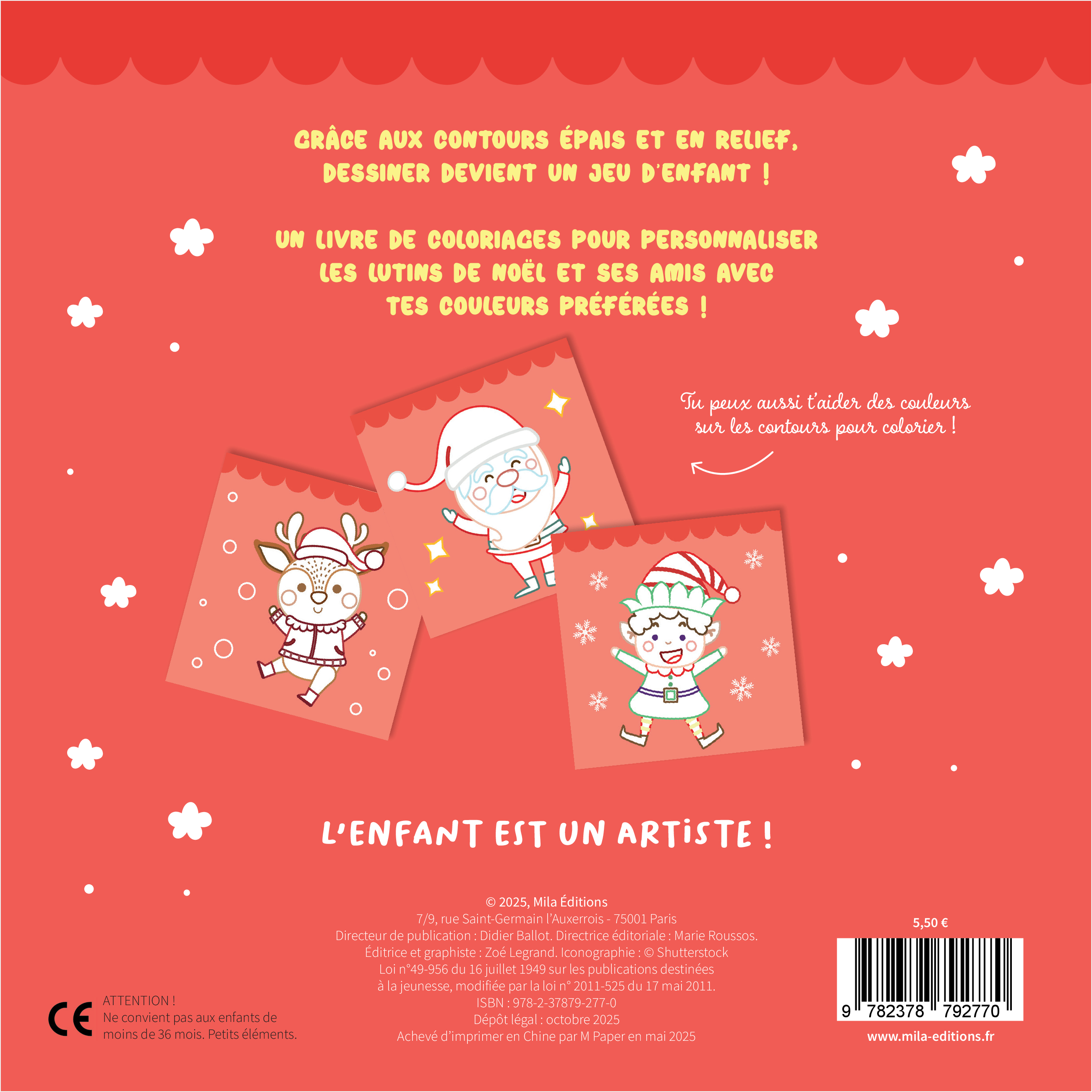Mes lutins de Noël à colorier sans dépassser -  Collectif - MILA