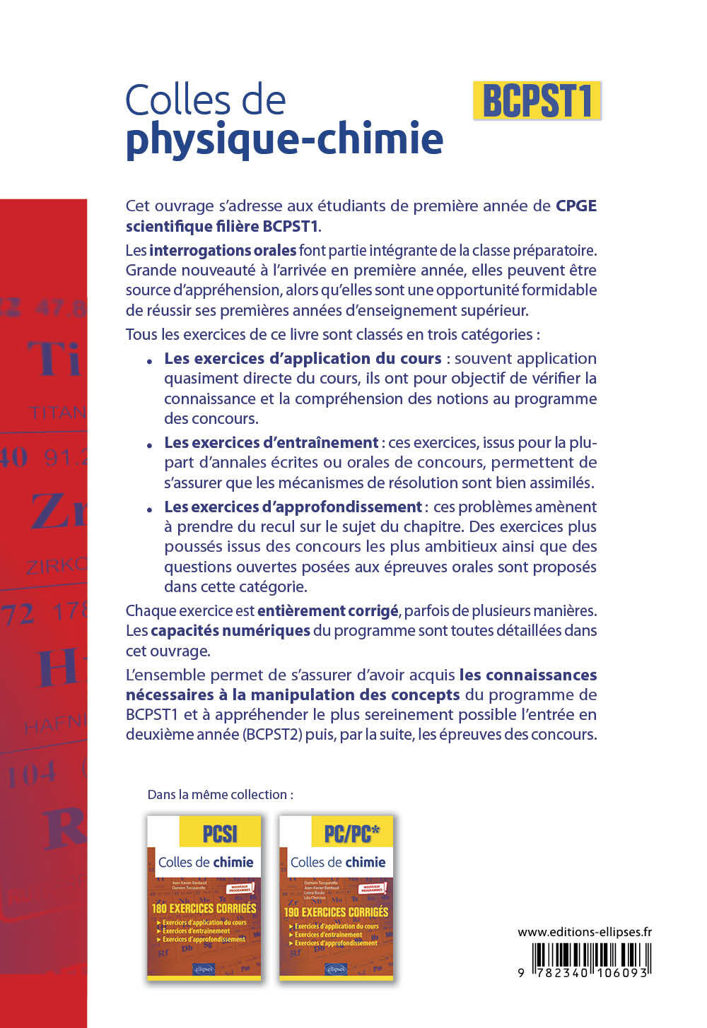 Colles de Physique-Chimie - BCPST1 - Damien Tocqueville, Jean-Xavier Bardaud, Léa Dubois, Chloé Galibert, Alexandra d'Arco, François Pantigny - ELLIPSES