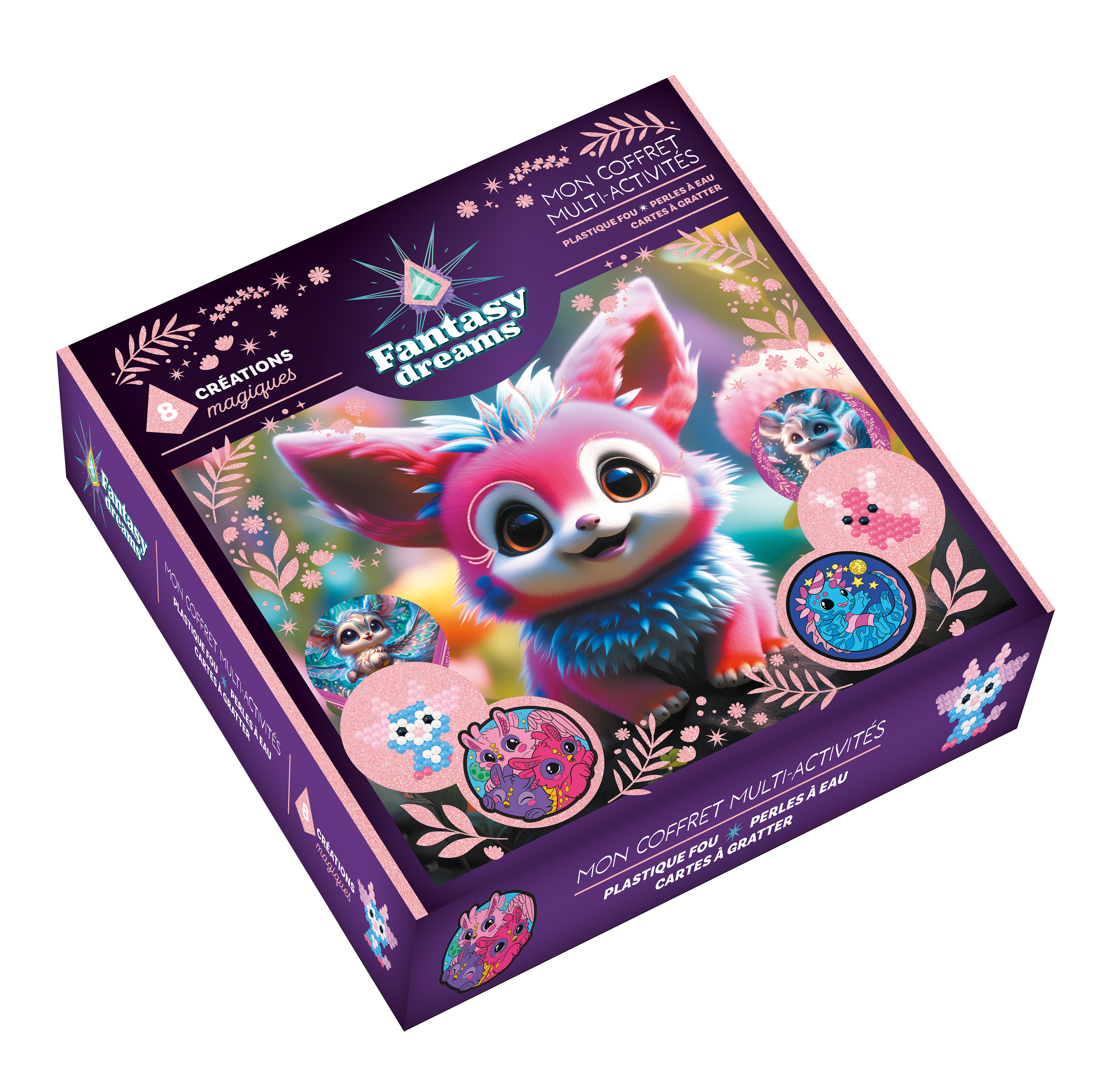 Mon coffret multi-activités Fantasy Dreams - Plastique fou, Perles à eau, Cartes à gratter -  - FLEURUS