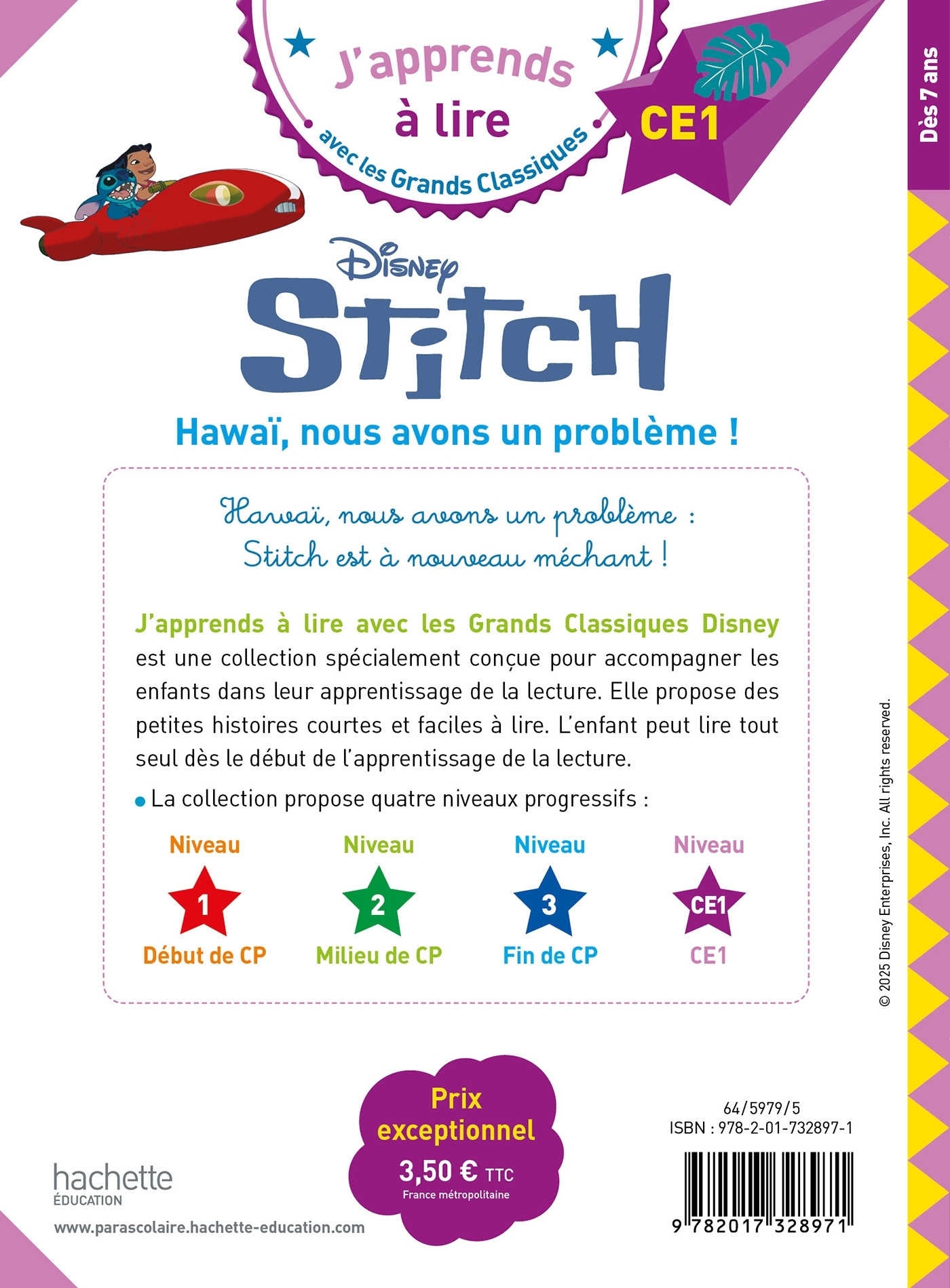 Disney - Lilo et Stitch 2 - Hawaï, nous avons un problème !, CE1 - Audrey Fourches - HACHETTE EDUC