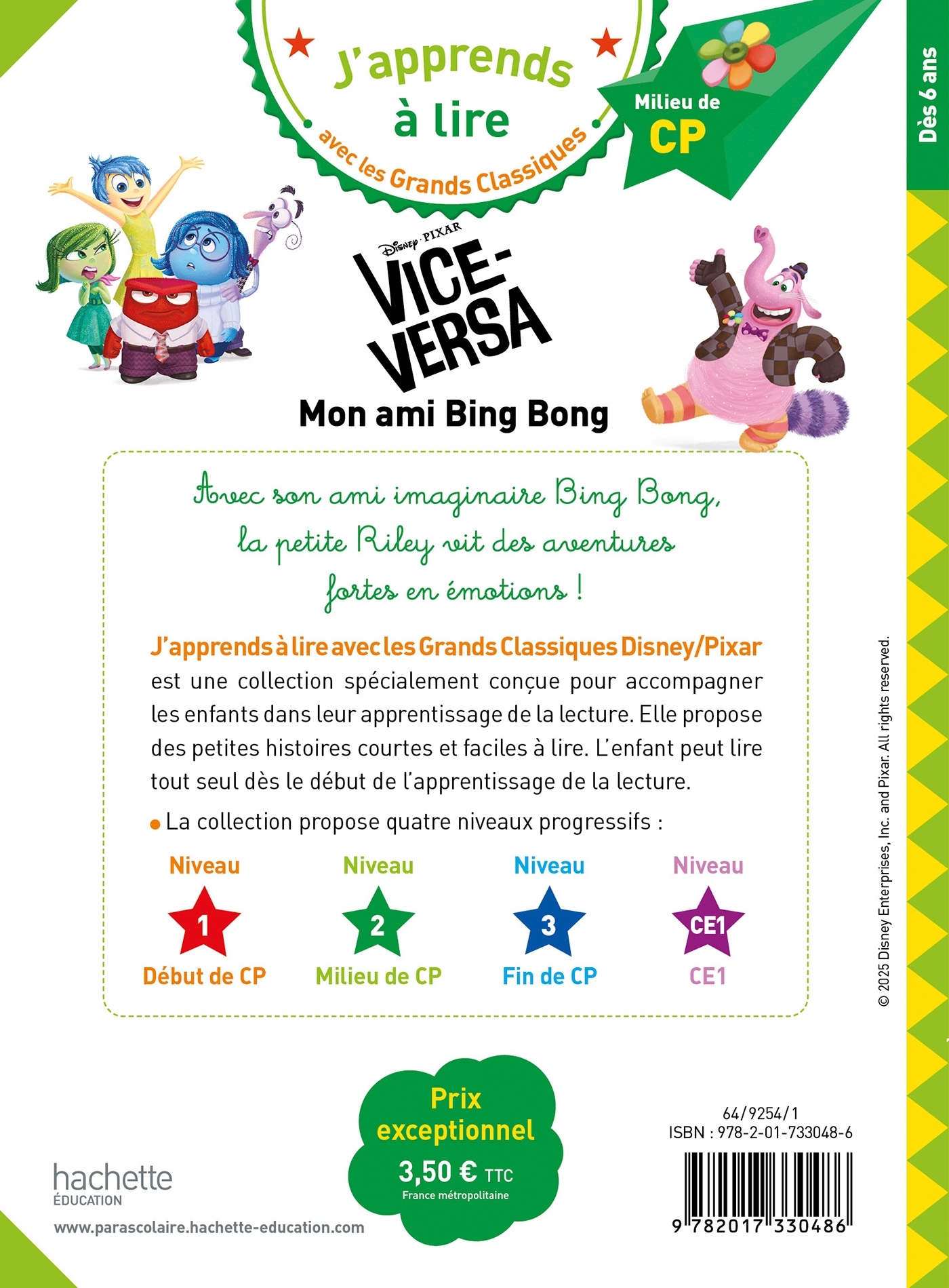Disney - Vice-versa - Mon ami Bing Bong, CP Niveau 2 - Isabelle Albertin - HACHETTE EDUC