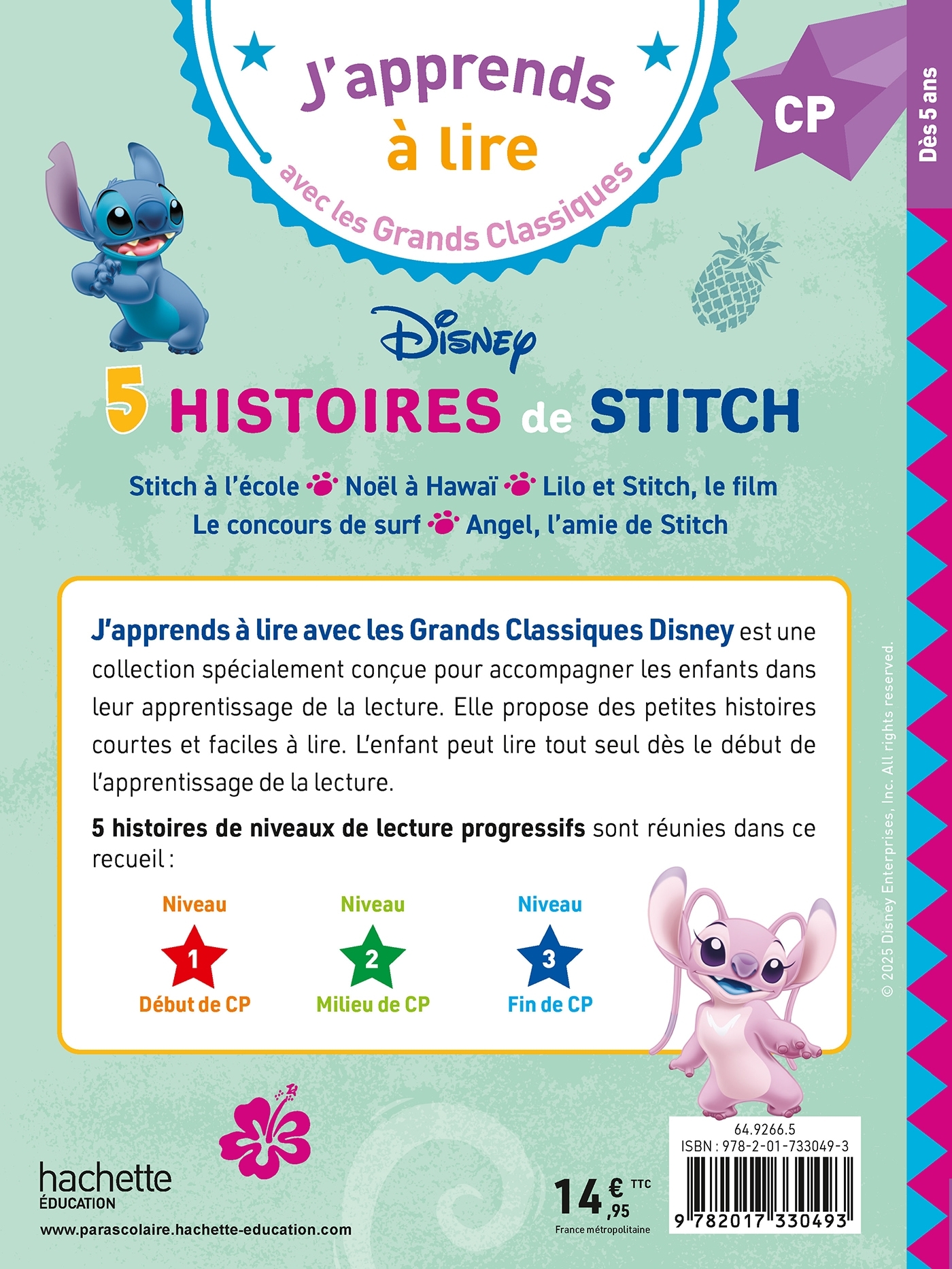Disney - 5 histoires de Stitch - CP - Isabelle Albertin - HACHETTE EDUC