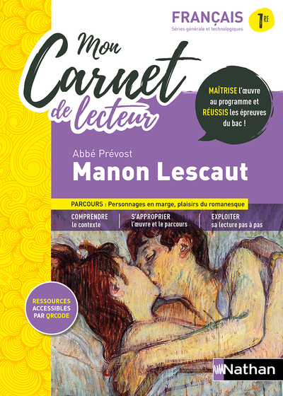 Mon carnet de lecteur : Manon Lescaut - Abbé Prévost 2022 - Adrien David, Sébastien Annen, David Martin, Marie Panter, Fabrice Sanchez - NATHAN
