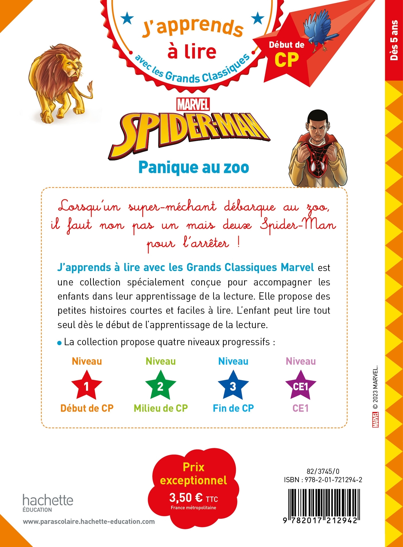Disney - Marvel - Spider-Man Panique au zoo, CP Niveau 1 - Isabelle Albertin - HACHETTE EDUC