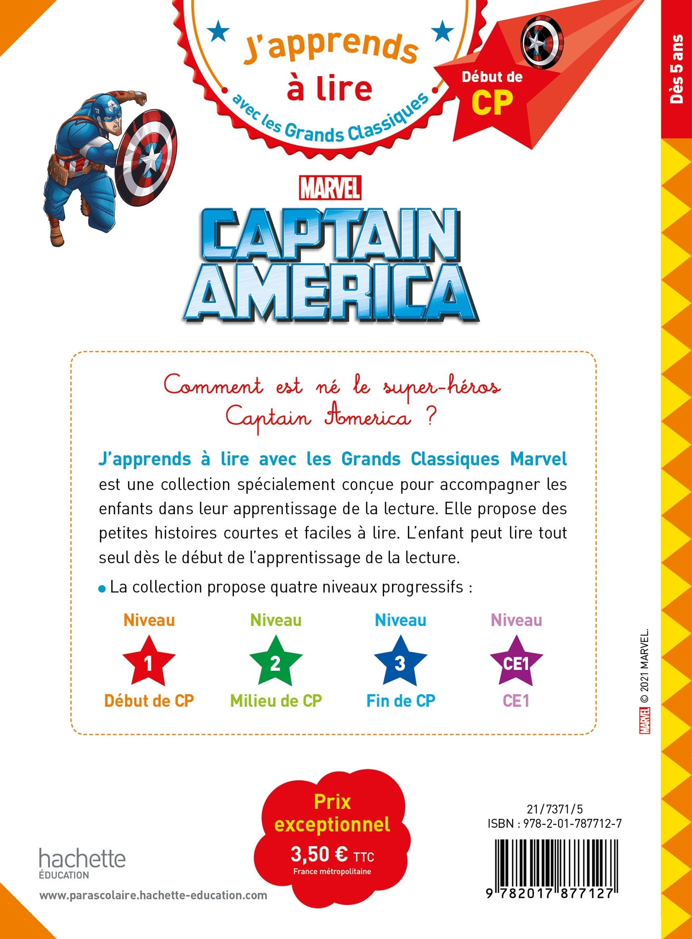 Disney - Marvel - Captain America, CP Niveau 1 - Isabelle Albertin - HACHETTE EDUC