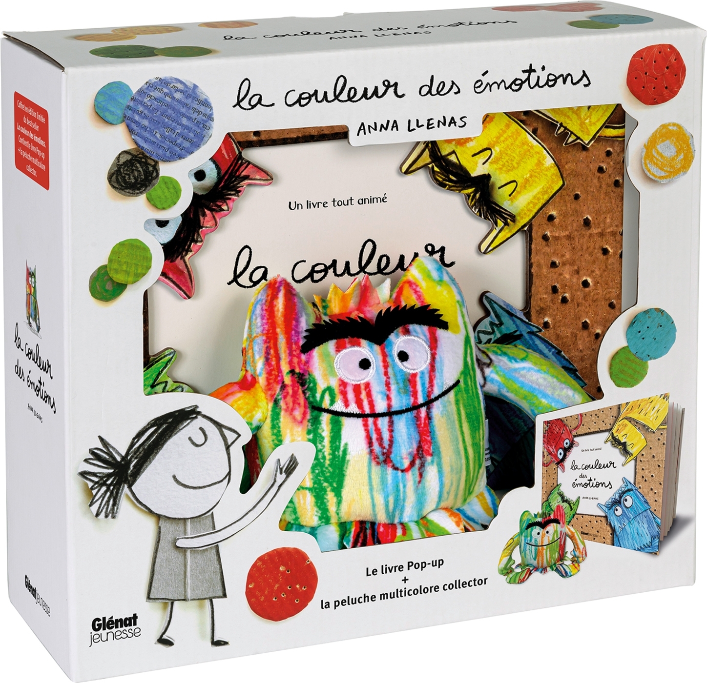 COFFRET Couleurs des émotions. Pop-up et peluche multicolore - Anna Llenas - GLENAT JEUNESSE