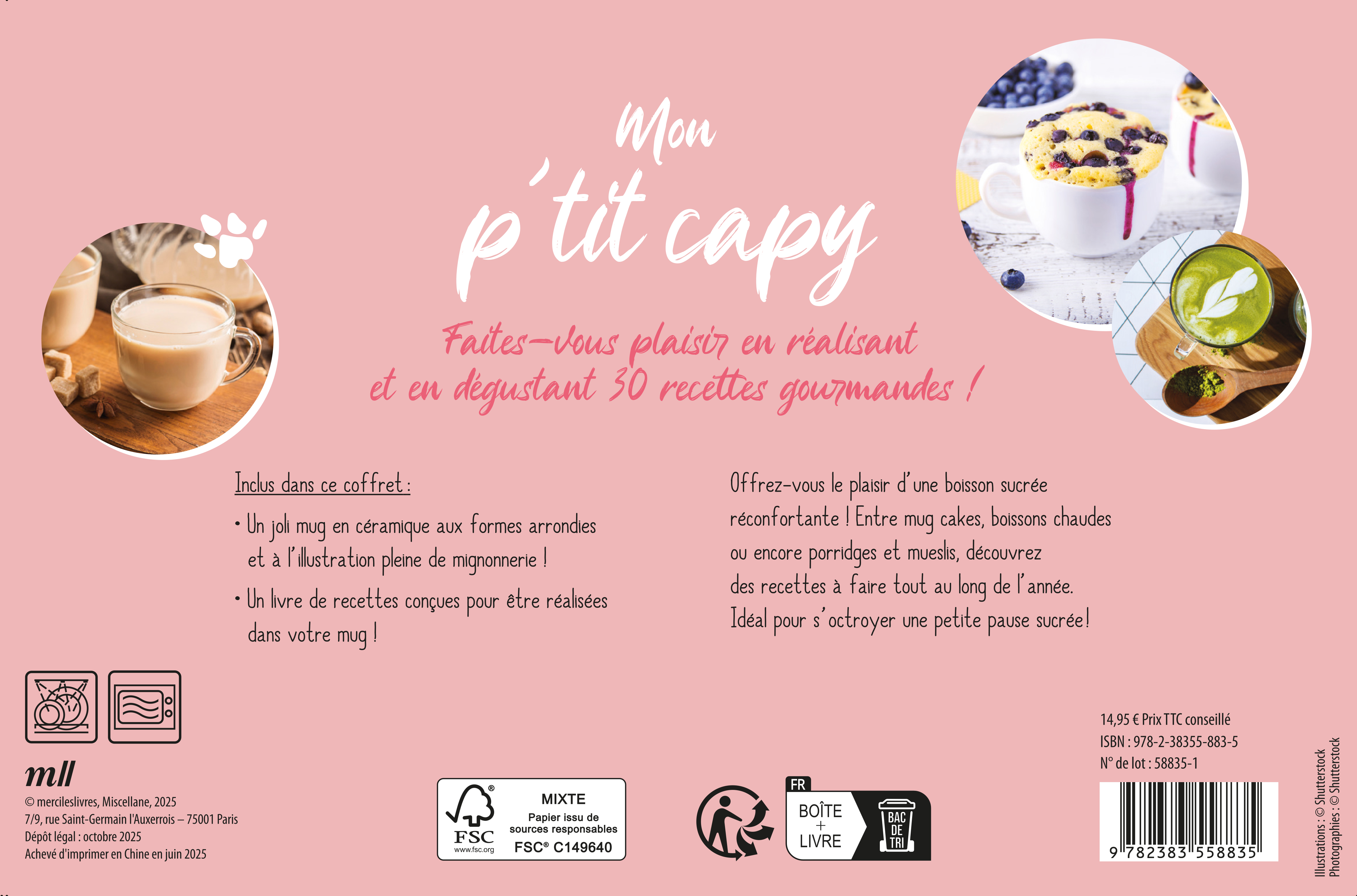 Coffret Mug - Mon p'tit capy - 30 recettes gourmandes -  Collectif - MERCILESLIVRES