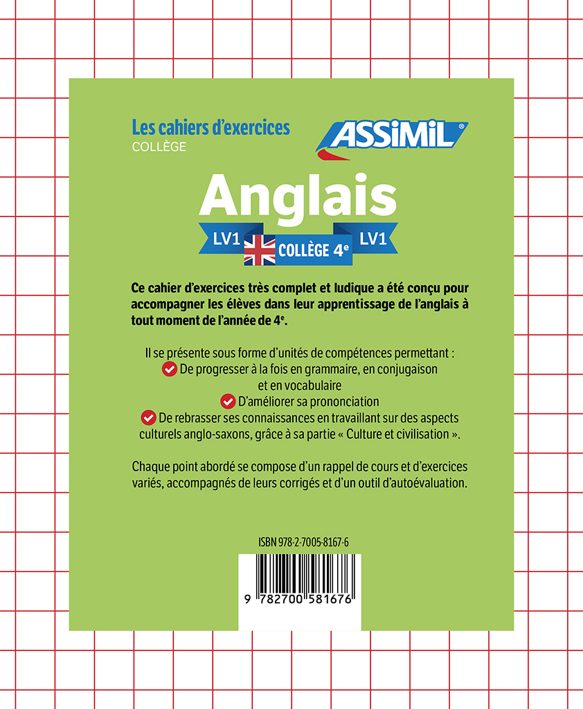 Anglais LV1 Collège 4e (cahier d'exercices) - Hélène Bauchart - ASSIMIL