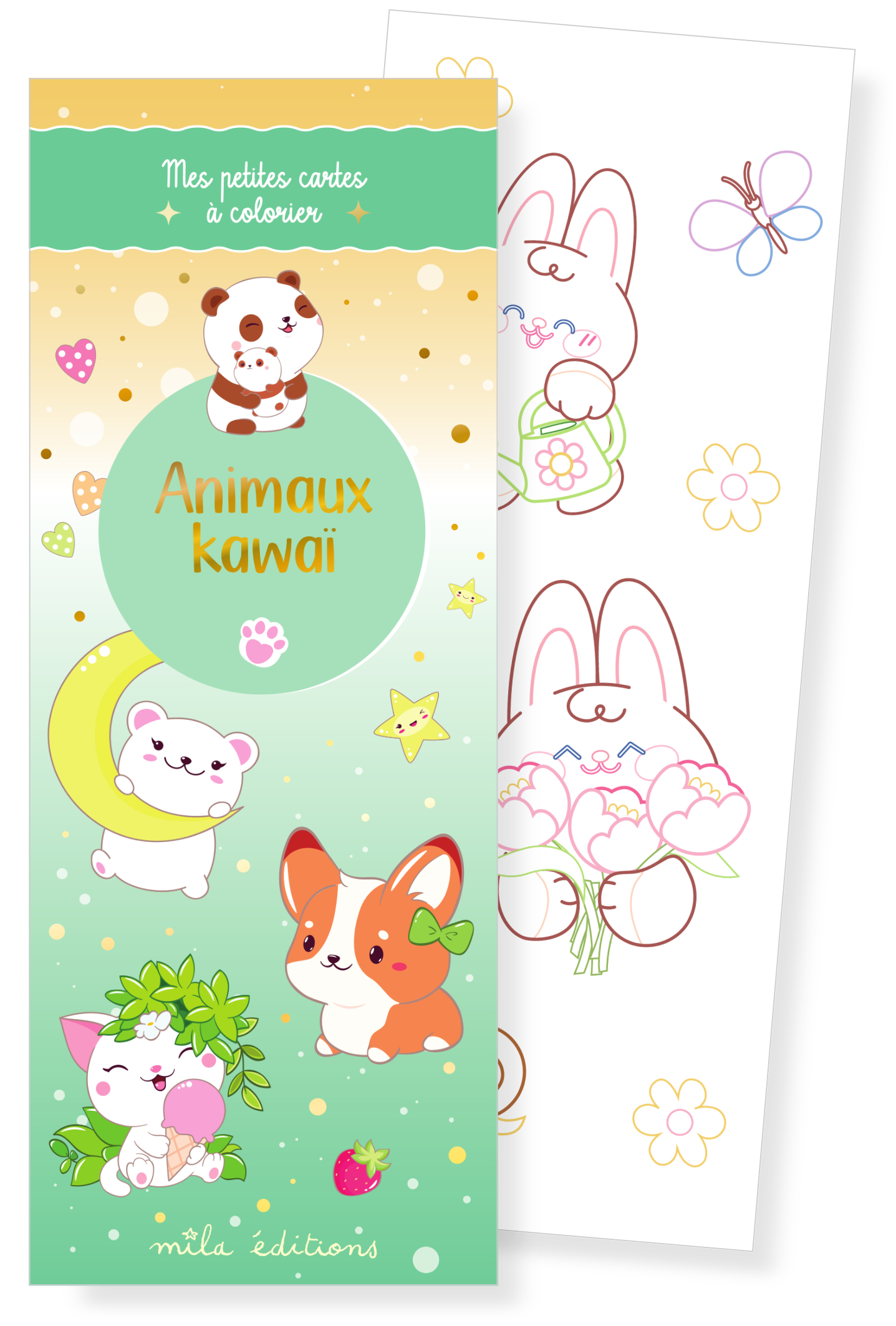 Animaux kawaï - Mes petites cartes à colorier -  Collectif - MILA