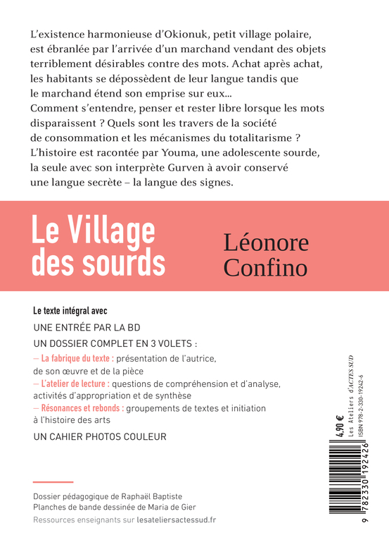 Le Village des sourds - Prix Sony Labou Tansi des lycéens 2024 - Léonore Confino, Raphaël Baptiste - ACTES SUD
