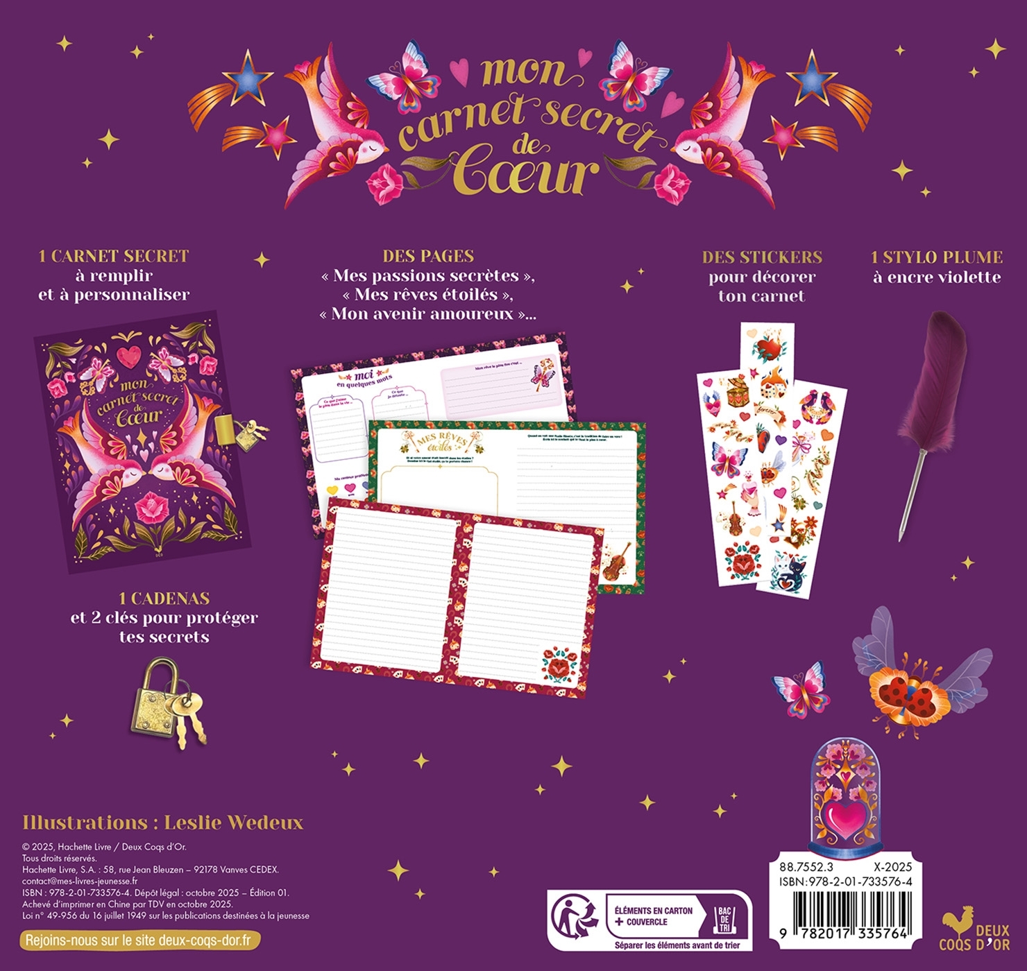 Mon carnet secrets de coeur - coffret -  - DEUX COQS D OR