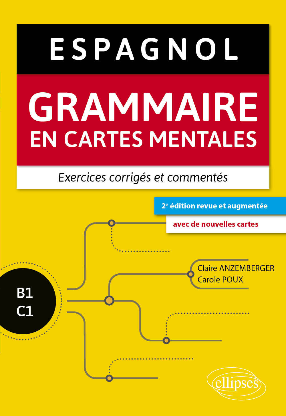 Espagnol. Grammaire en cartes mentales avec exercices corrigés et commentés [B1-C1] - Claire Anzemberger, Carole Poux - ELLIPSES