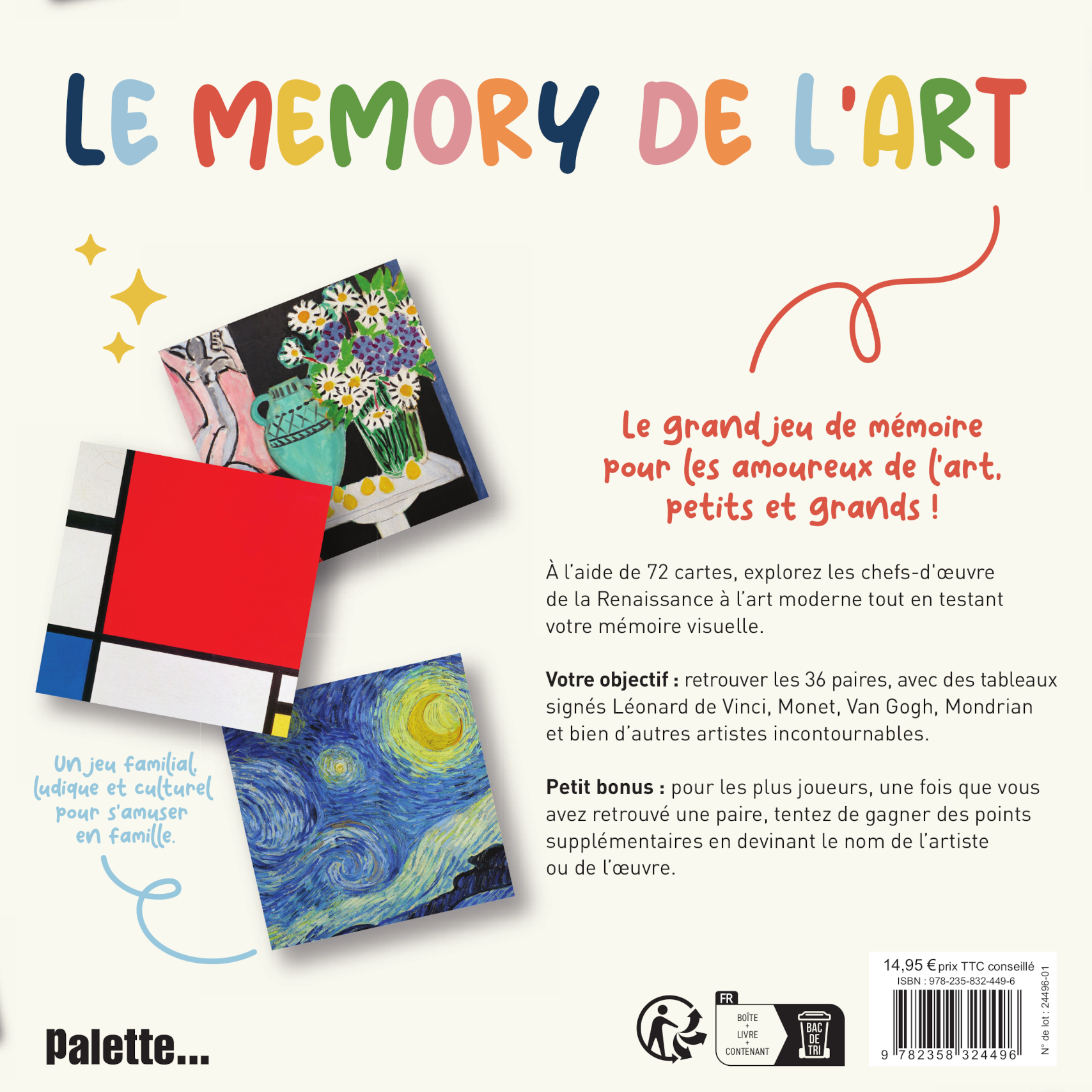 Le Memory de l'art (boîte de jeux) -  Collectif - PALETTE