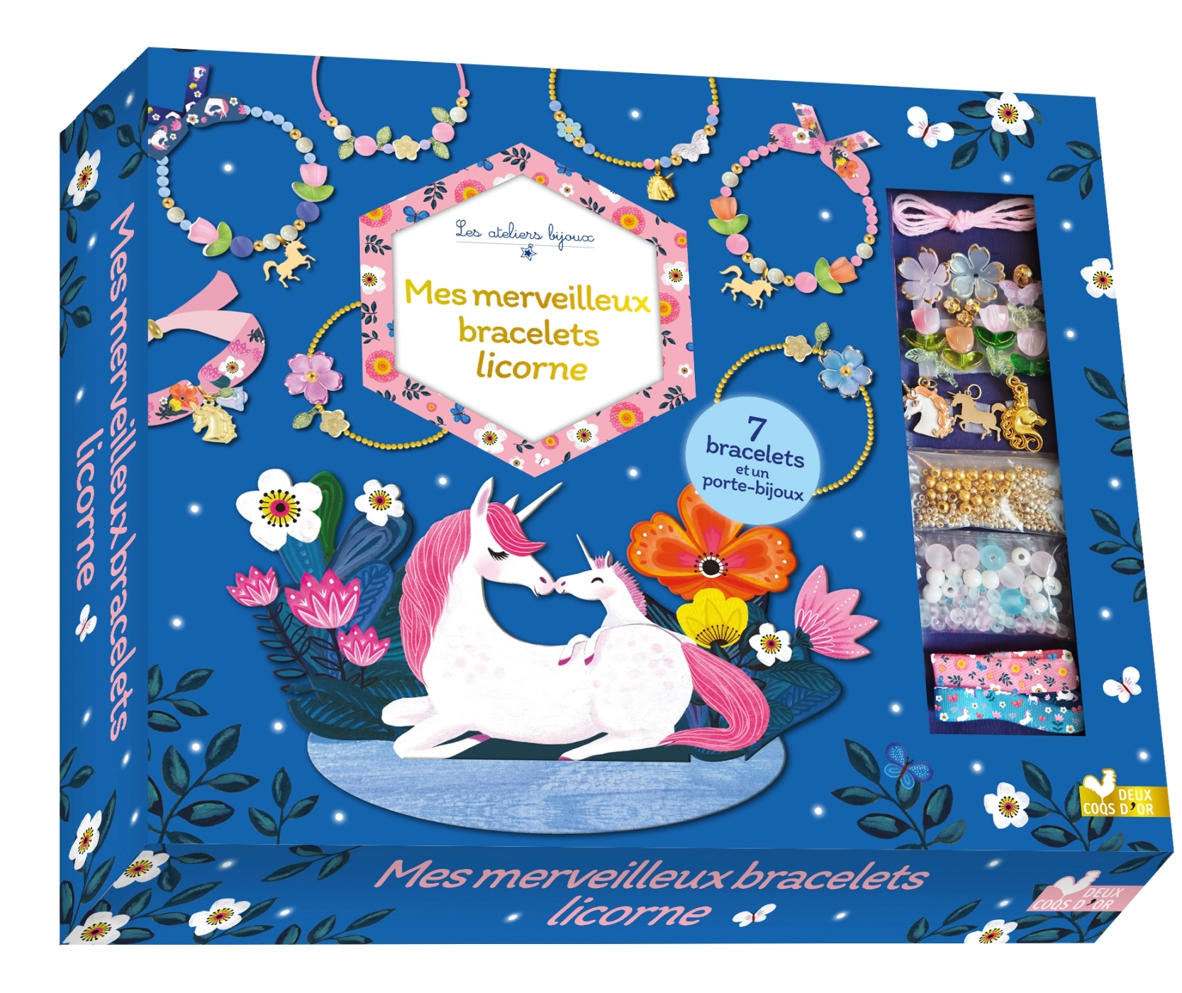 Mes merveilleux bracelets licornes - coffret avec support à bijoux et accessoires - Laetitia Lazerges - DEUX COQS D OR