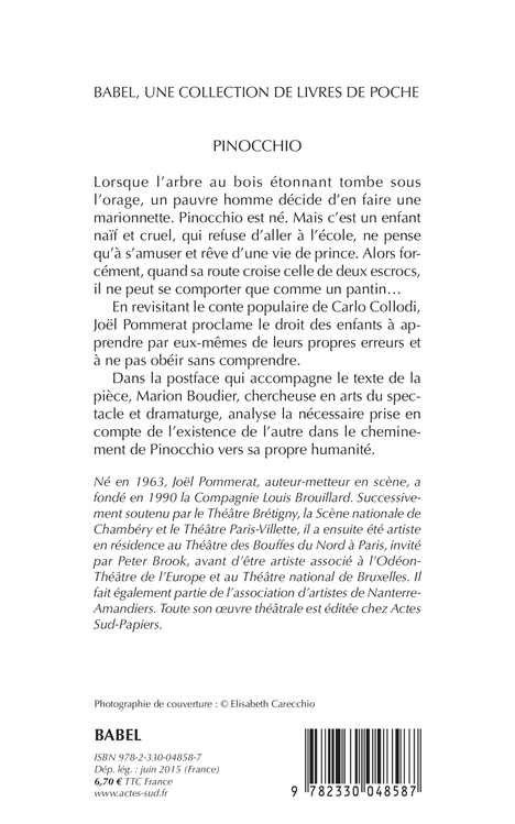 Pinocchio - Joël Pommerat, Marion Boudier - ACTES SUD