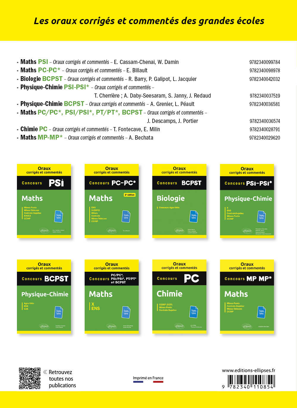 Oraux corrigés et commentés. Maths. BCPST - 2e édition - Vincent Devinck - ELLIPSES