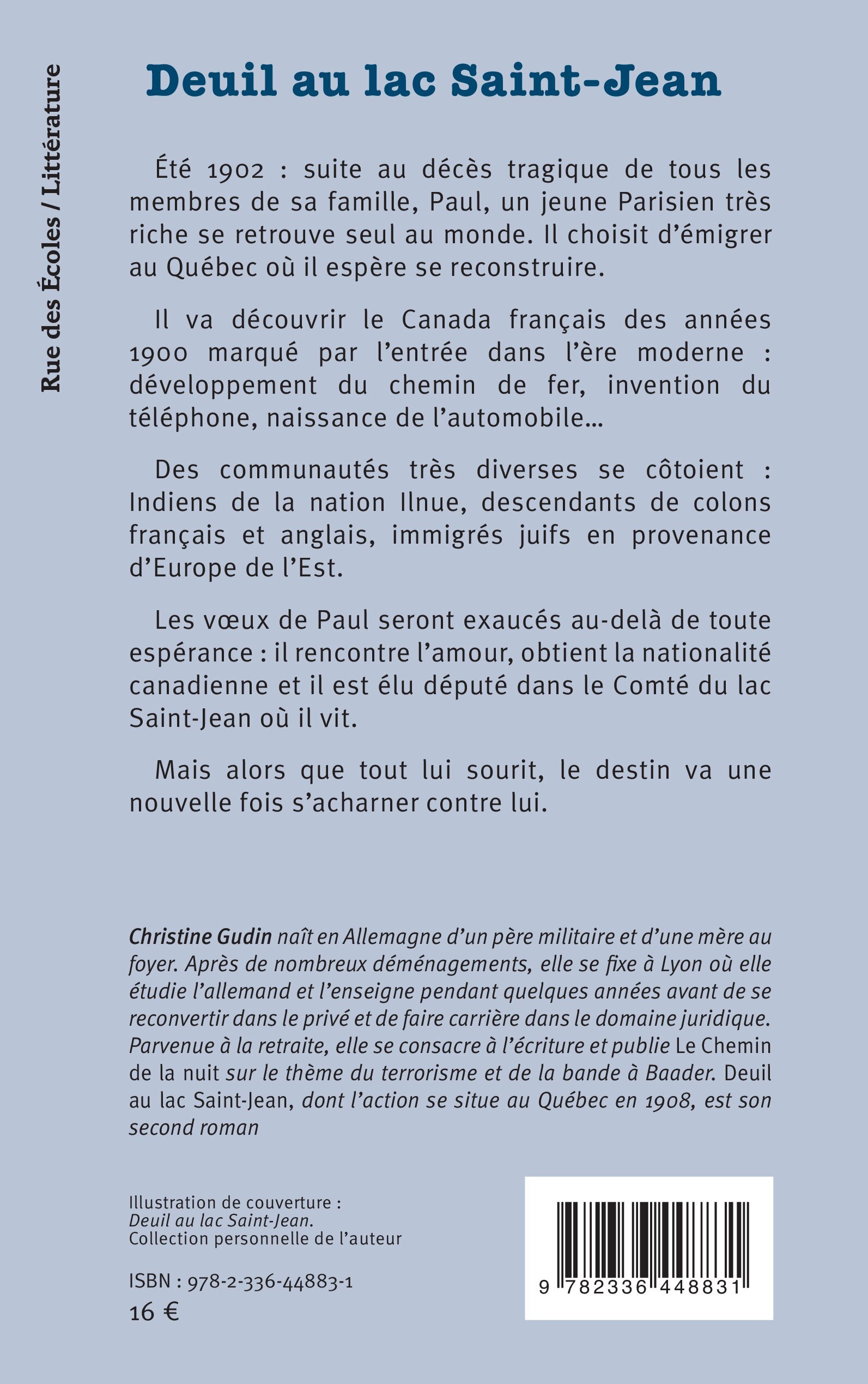 Deuil au lac Saint-Jean - Christine Gudin - L'HARMATTAN