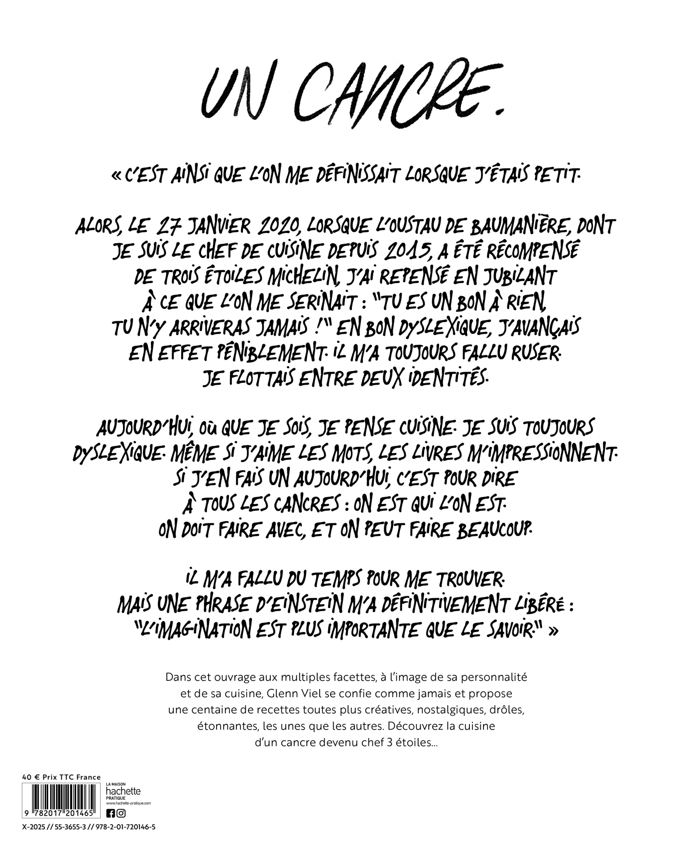 Cuisine d'un cancre - Glenn Viel - HACHETTE PRAT