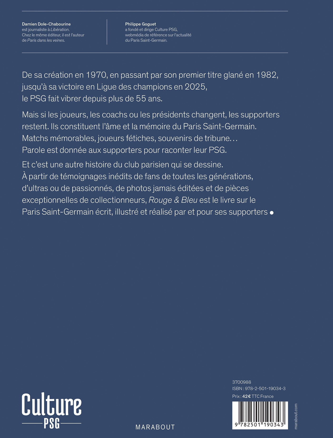 Rouge et Bleu : 50 ans d'histoire du PSG racontés par ses supporters Edition augmentée - Damien Dole-Chabourine, Philippe Goguet - MARABOUT