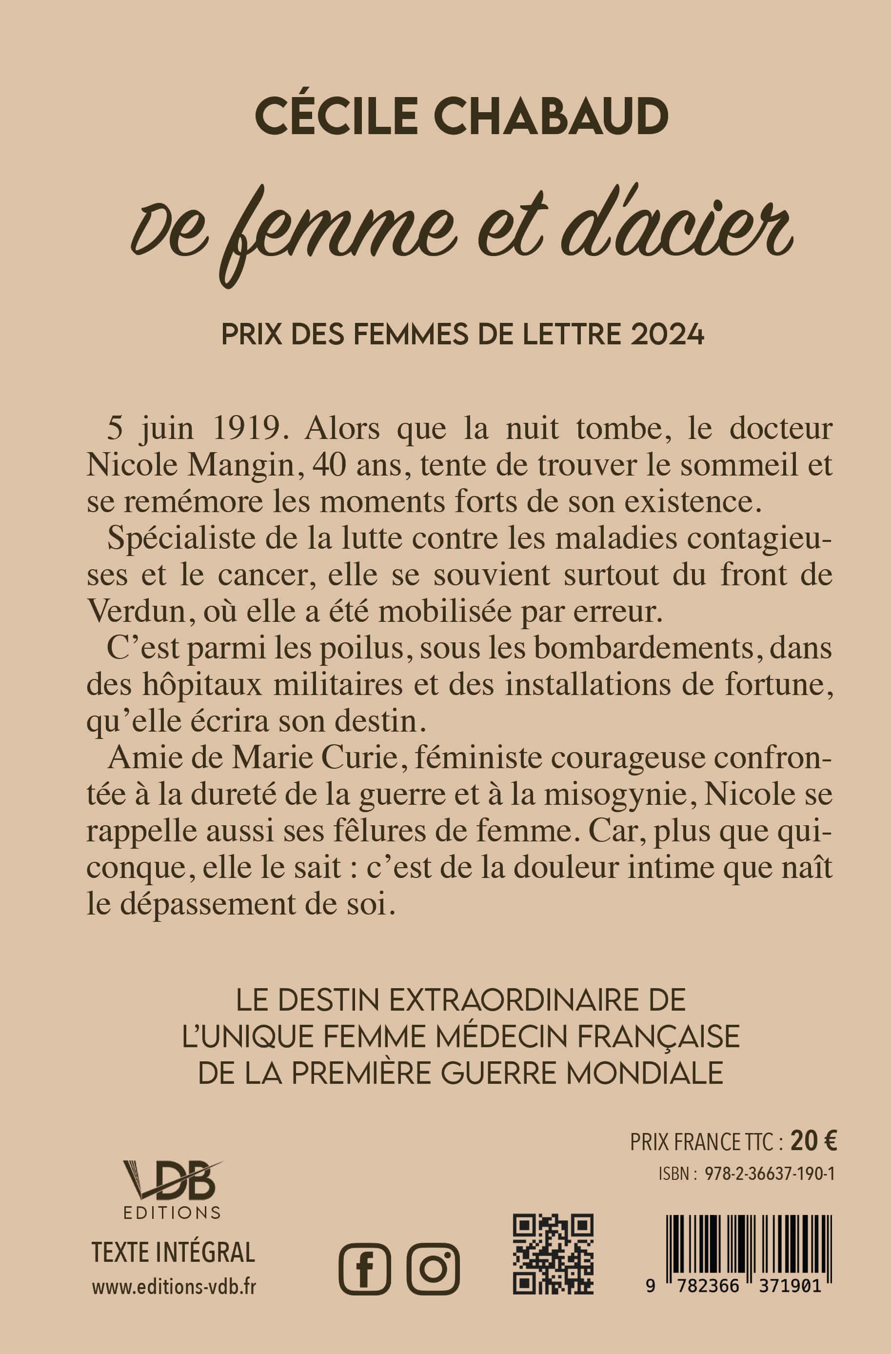 DE FEMME ET D'ACIER - Cécile Chabaud - EDITIONS VDB