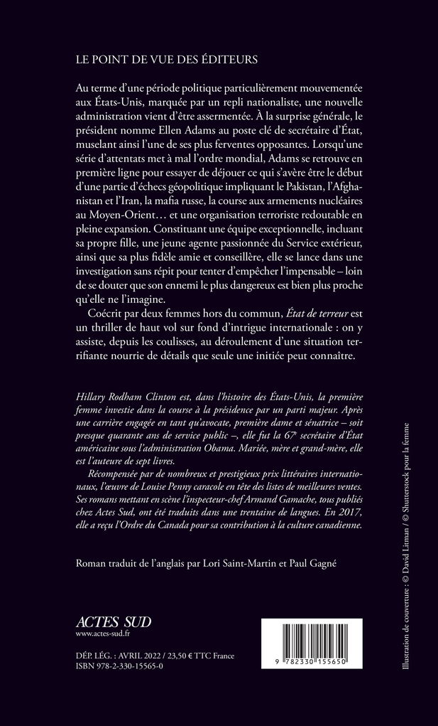 État de terreur - Hillary Rodham Clinton, Louise Penny - ACTES SUD