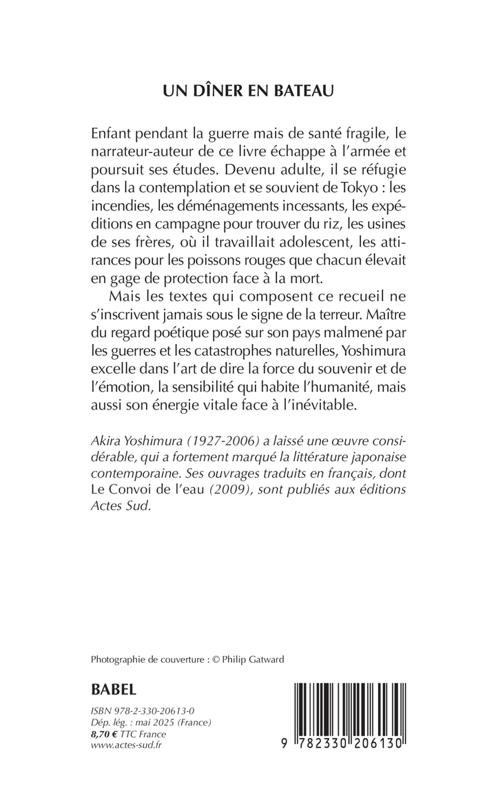 Un dîner en bateau - Akira Yoshimura - ACTES SUD