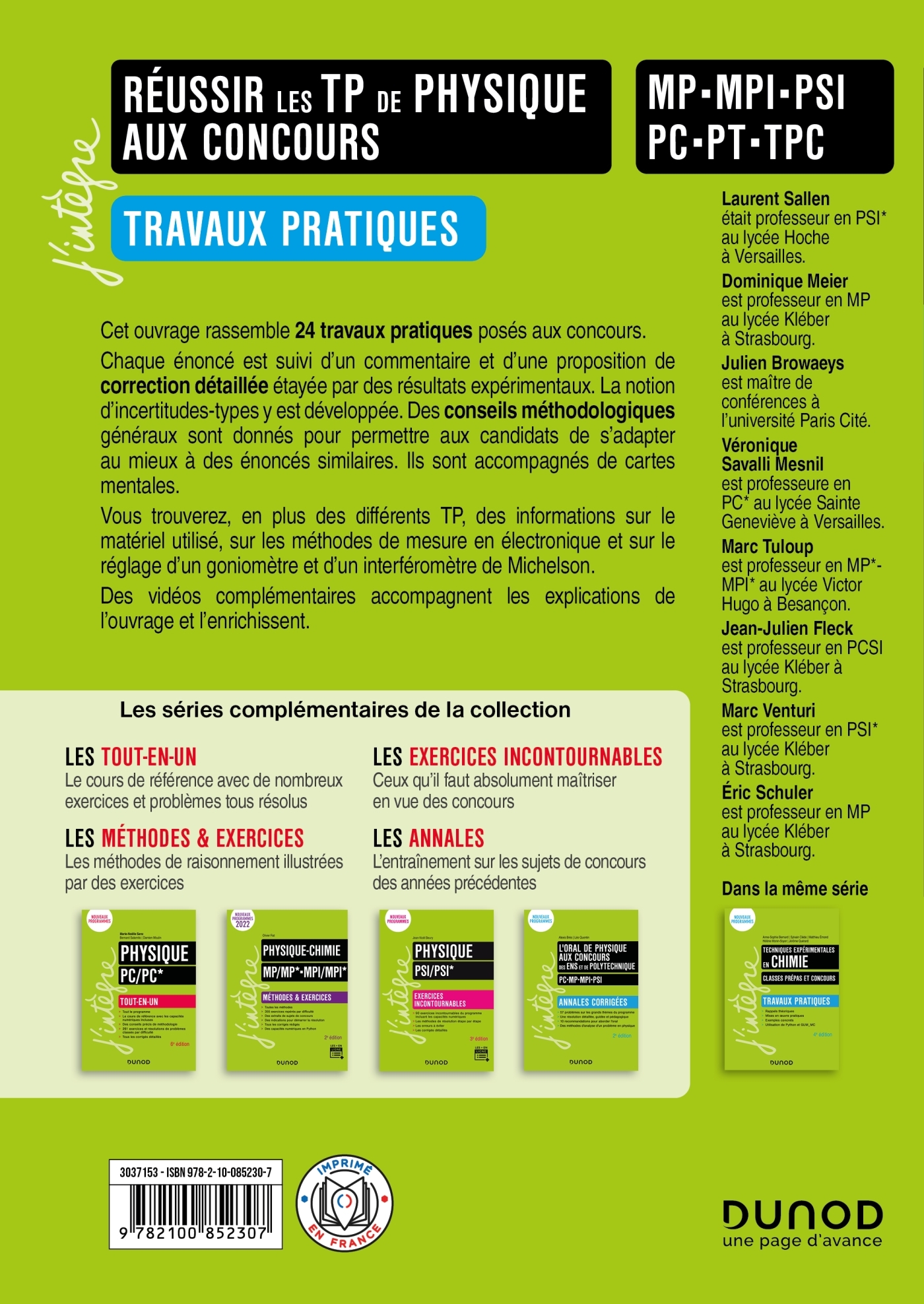 Réussir les TP de Physique aux concours - 4e éd. - Laurent Sallen, Julien Browaeys, Véronique Savalli-Mesnil, Marc Tuloup, Jean-Julien Fleck, Marc Venturi, Eric Schuler - DUNOD