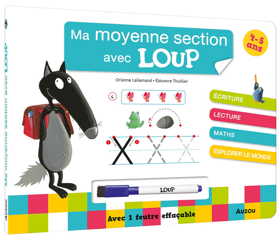 MA MOYENNE SECTION AVEC LOUP - LIVRE-ARDOISE NED - Orianne LALLEMAND, Eléonore Thullier - AUZOU