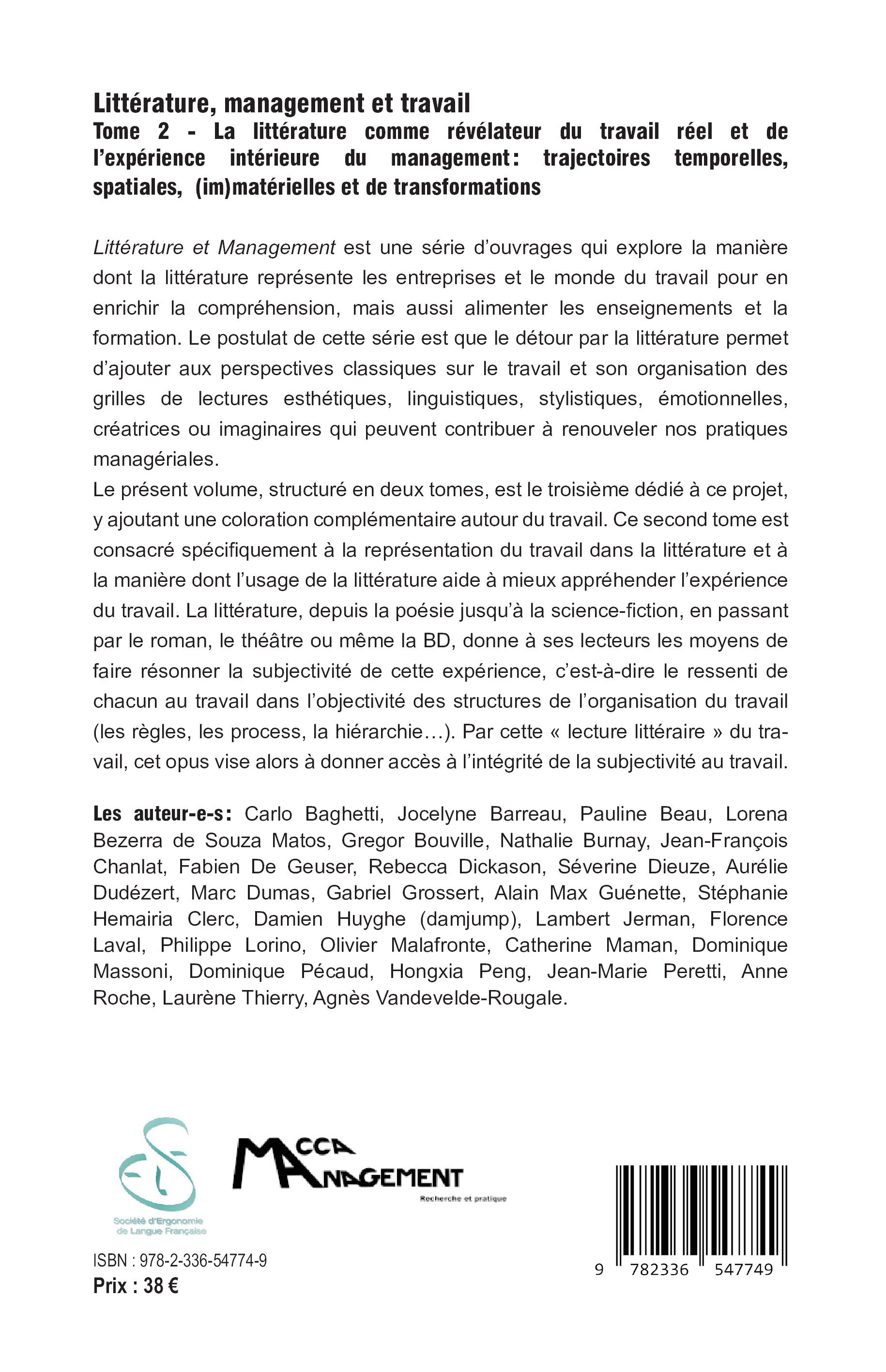 Littérature, management et travail - Rebecca Dickason, Fabien De Geuser, Alain Max Guénette - L'HARMATTAN