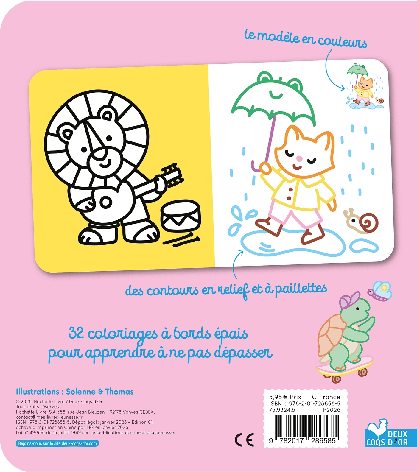 Coloriages à bords pailletés - Alex le T-rex -  - DEUX COQS D OR