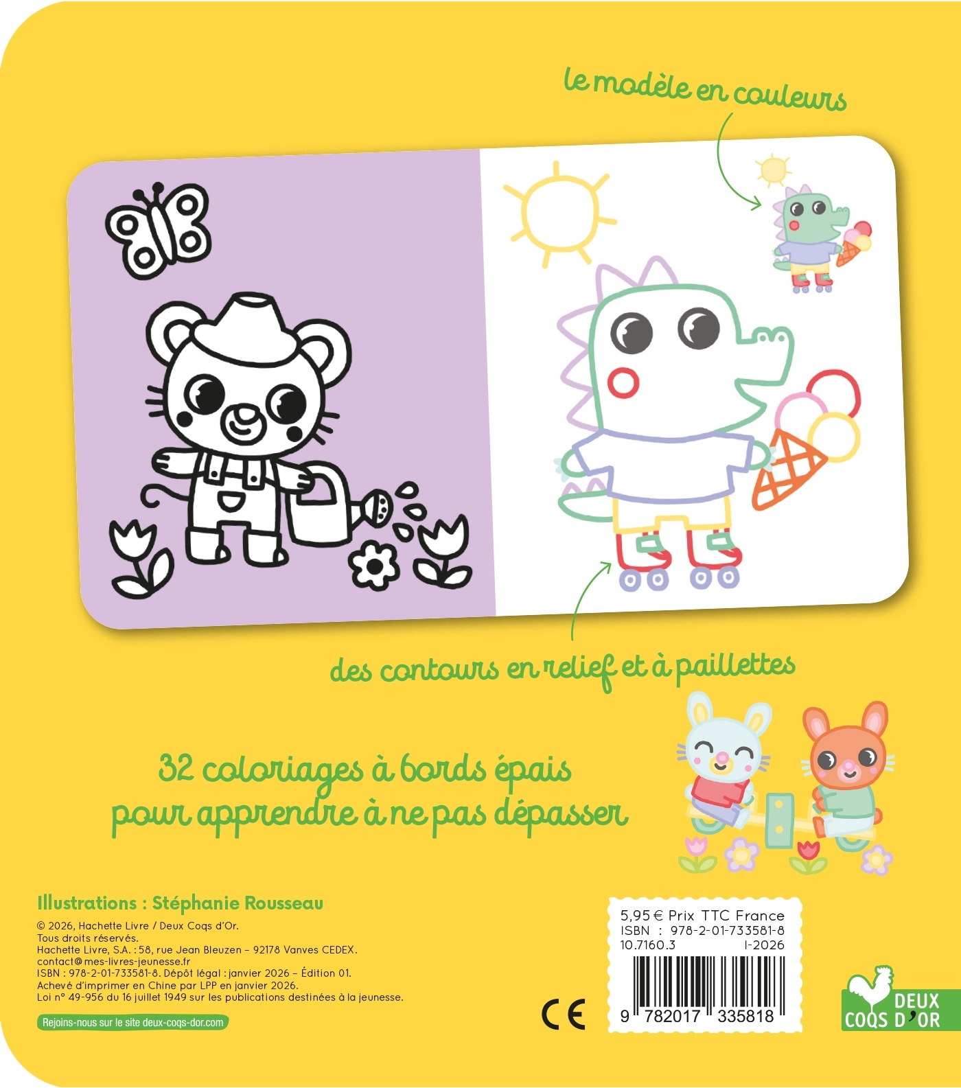 Coloriages à bords pailletés - Ninon le chaton -  - DEUX COQS D OR