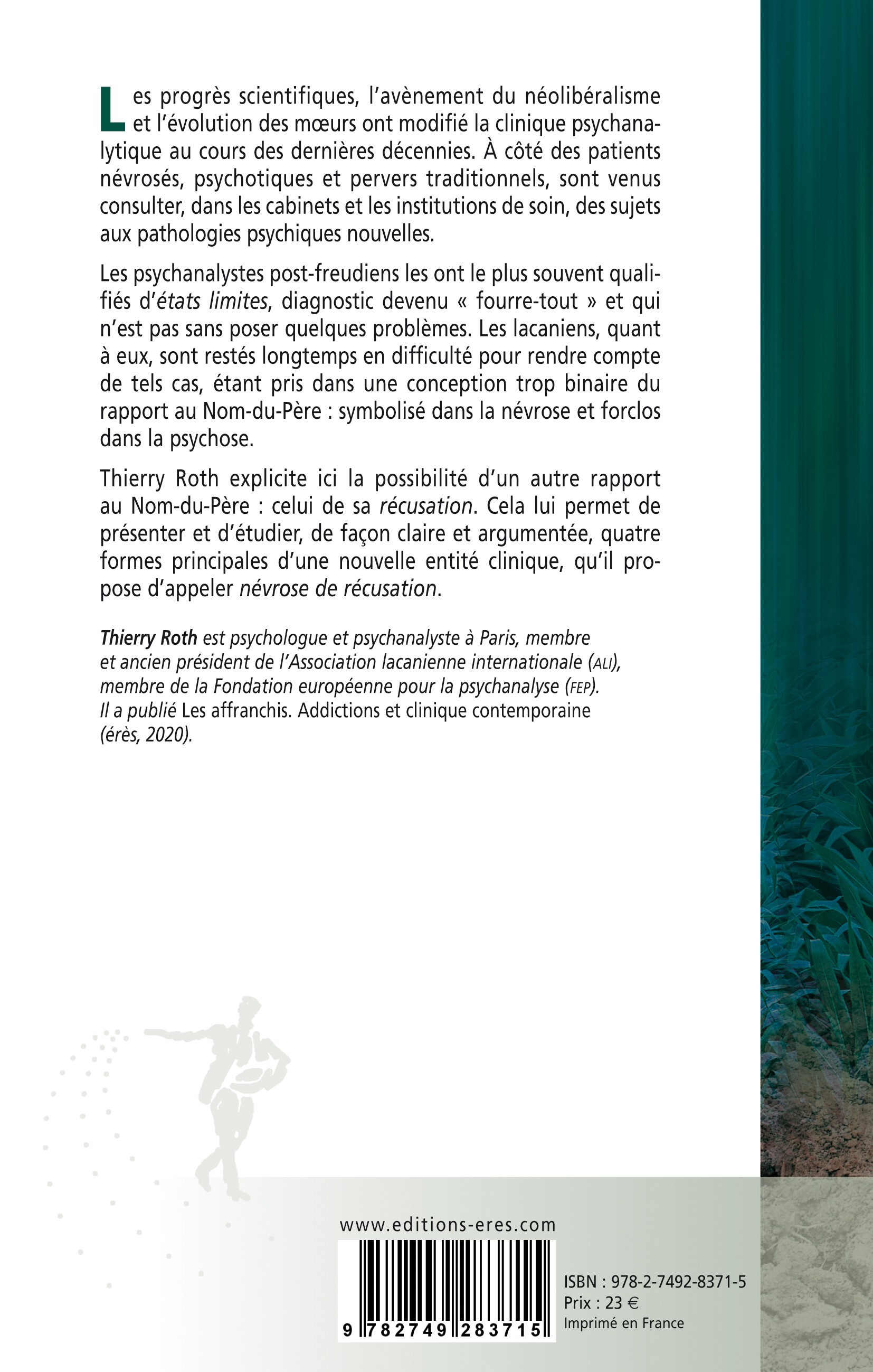 Les névroses de récusation - Thierry Roth - ERES