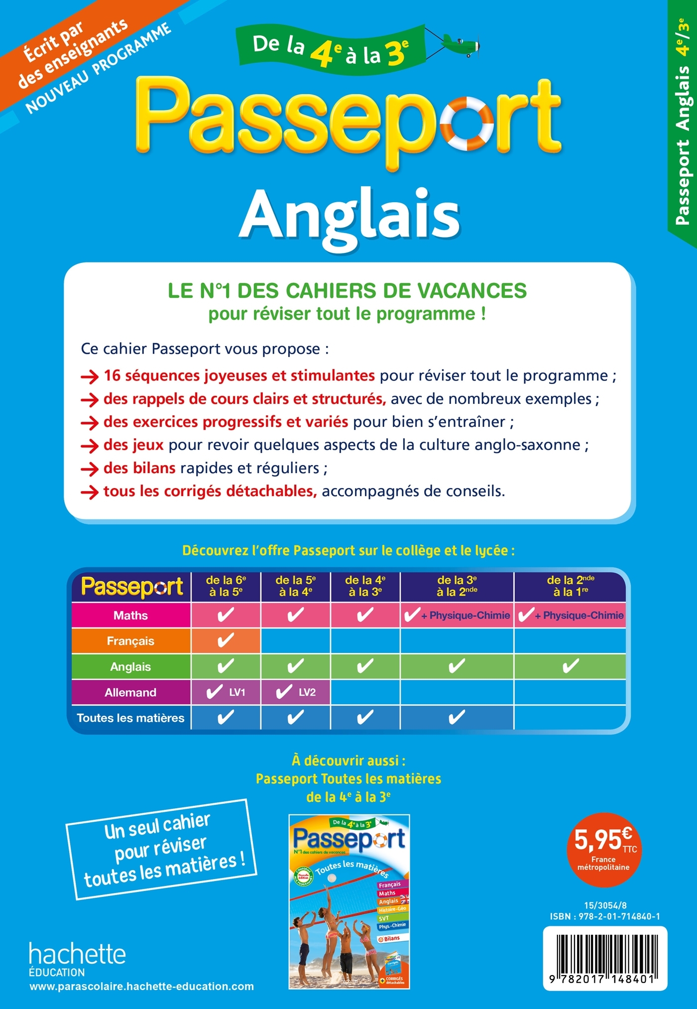 Passeport - Anglais - De la 4e à la 3e - Cahier de vacances 2025 - Carolyn Rigg - HACHETTE EDUC