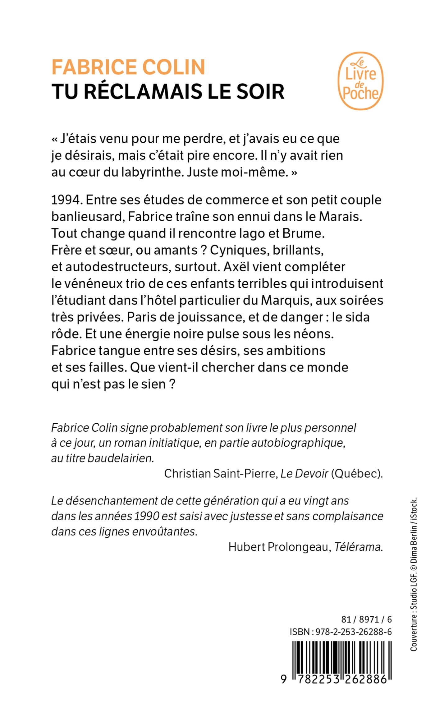 Tu réclamais le soir - Fabrice Colin - LGF