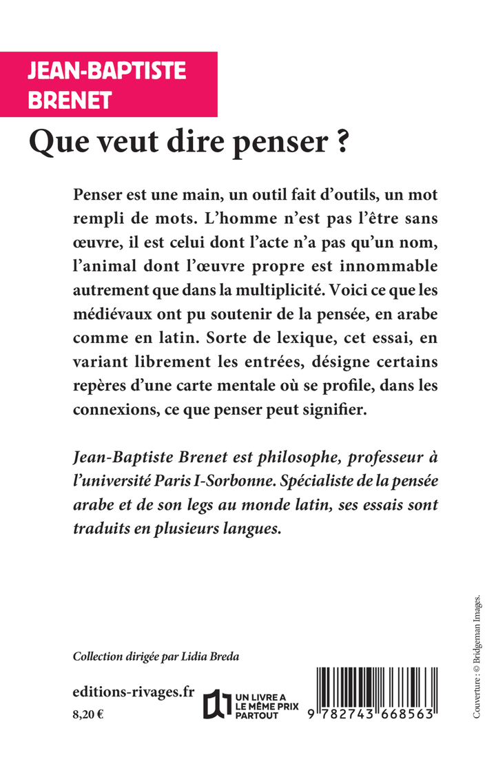Que veut dire penser ? - Jean-Baptiste Brenet - RIVAGES