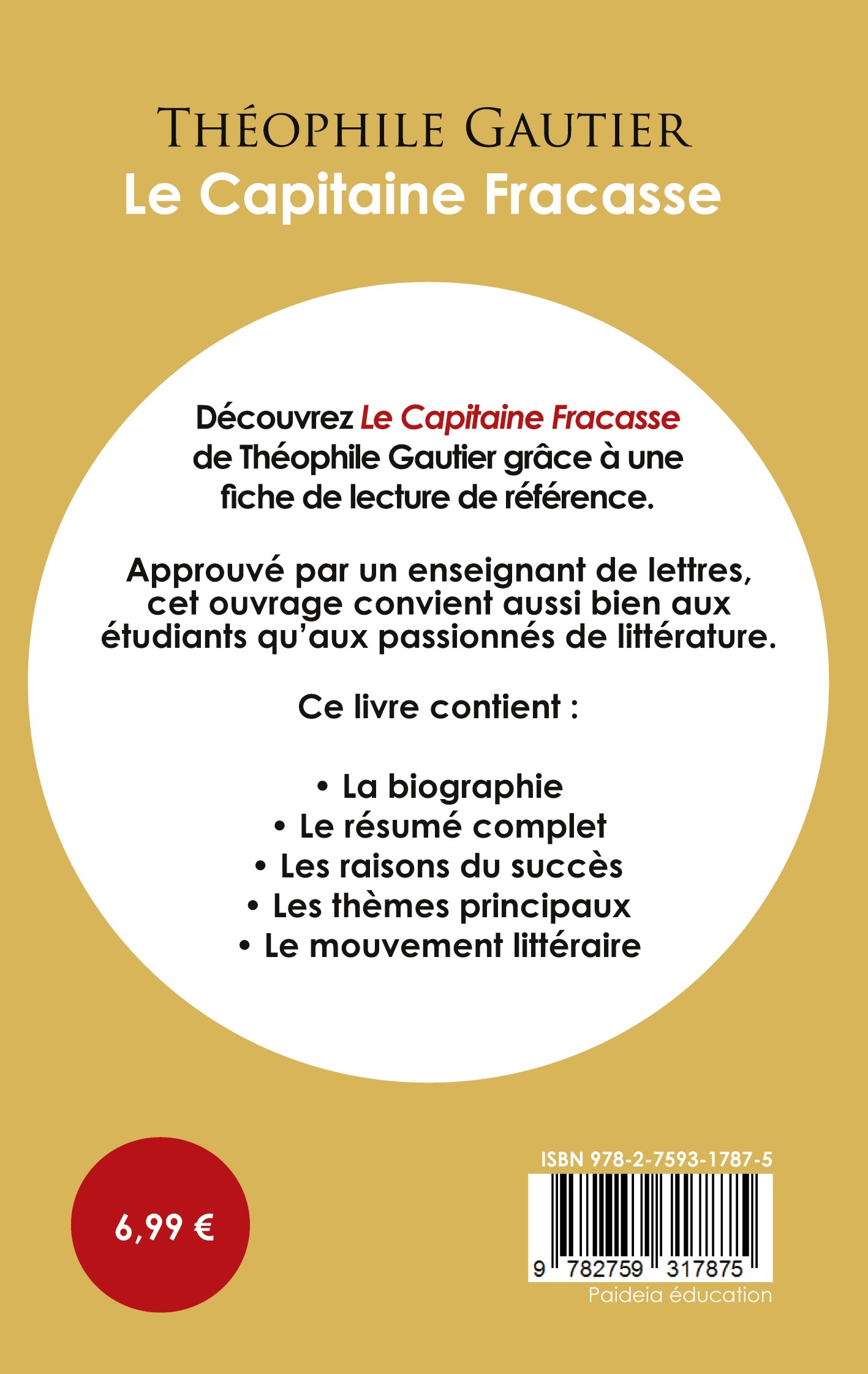 Fiche de lecture Le Capitaine Fracasse (Étude intégrale) -  GAUTIER THEOPHILE, Théophile Gautier - PAIDEIA EDUC FR