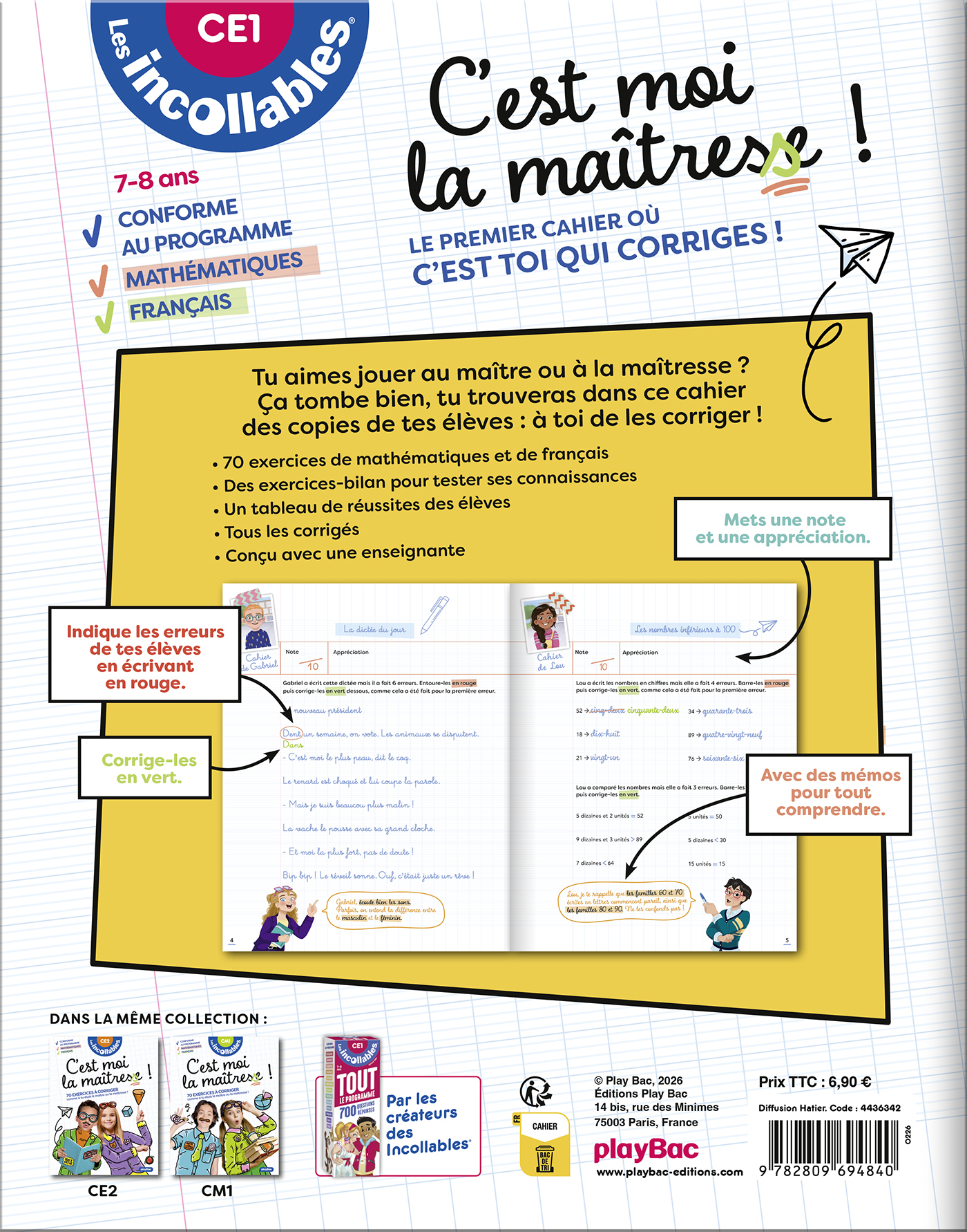 Les Incollables - C'est moi la maîtresse ! - CE1 7/8 ans -  Play Bac Éditions, MAUD LETELLIER - PLAY BAC