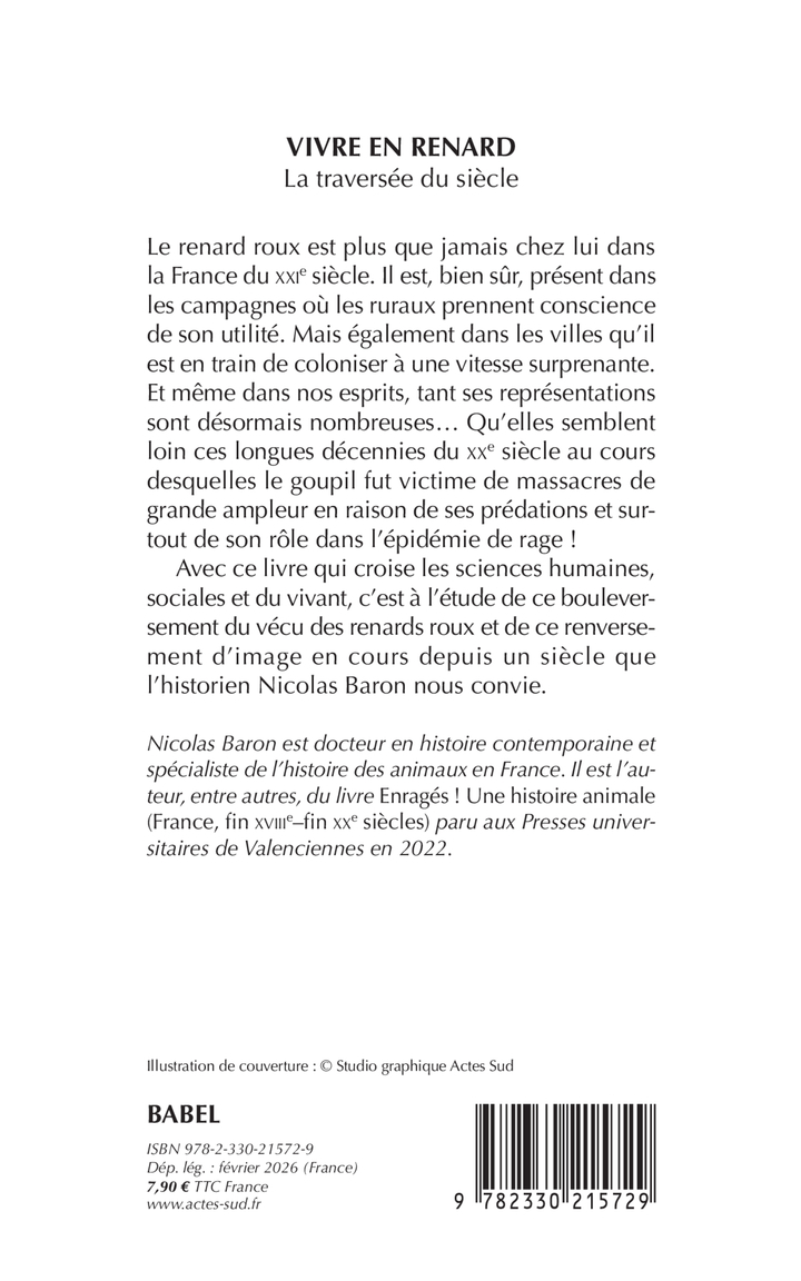 Vivre en renard - Nicolas Baron - ACTES SUD