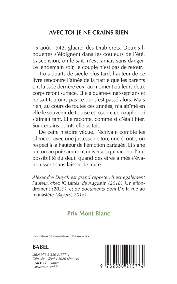 Avec toi je ne crains rien - Alexandre Duyck - ACTES SUD