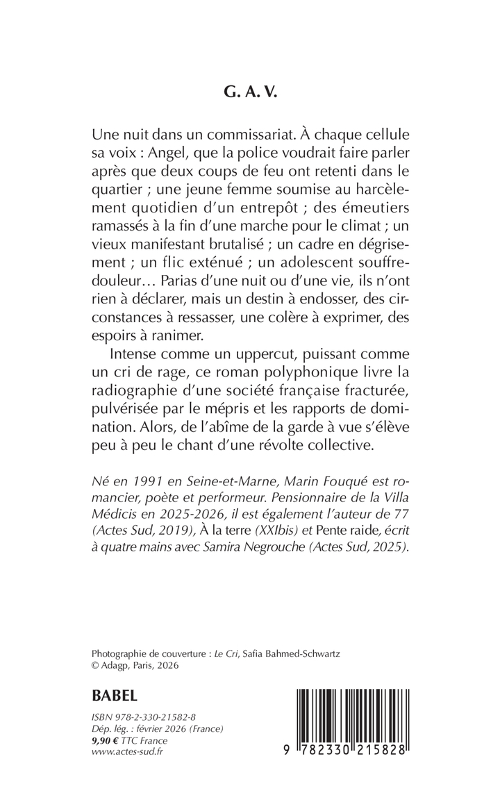 G. A. V. - Marin Fouqué - ACTES SUD