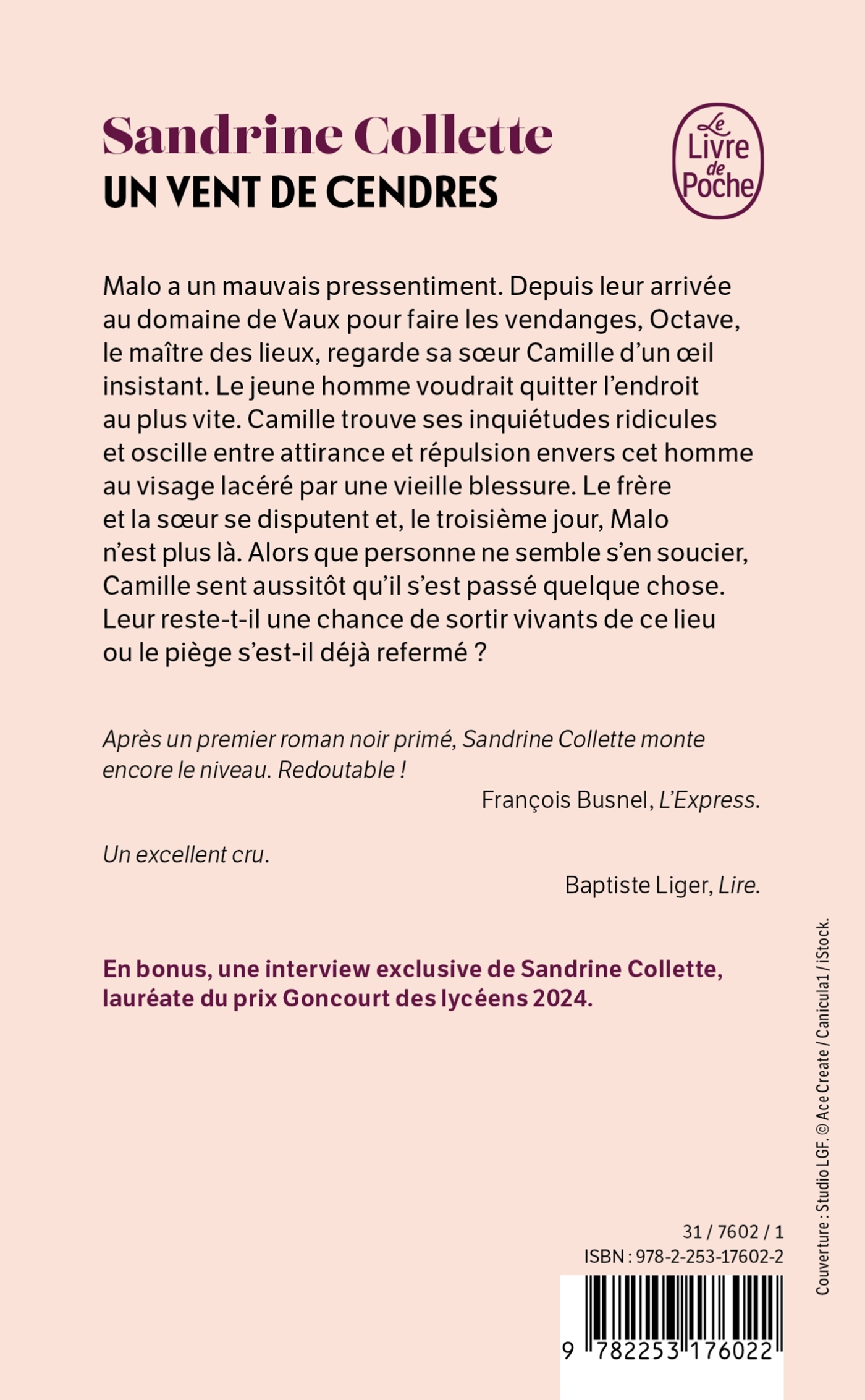 Un vent de cendres - Sandrine Collette - LGF