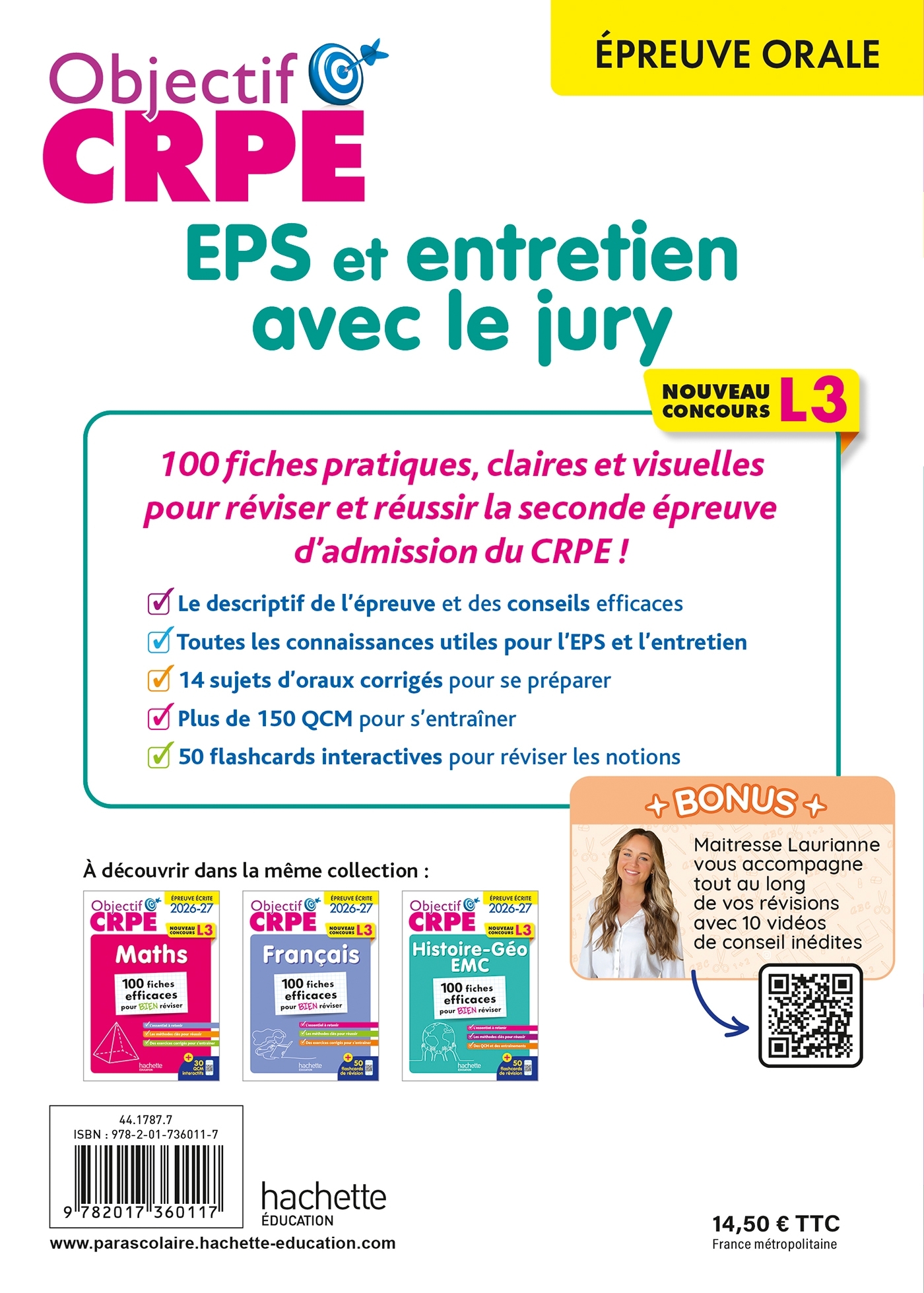 Objectif CRPE - 100 fiches efficaces pour bien réviser - Épreuve orale d'entretien + EPS - L3 - Carine Royer, Serge Herreman, Patrick Ghrenassia, Denis Pasco, Lionel Roche, Maëla Tocquer-Salaün, Pascaline Tissot, Philippe Roiné - HACHETTE EDUC